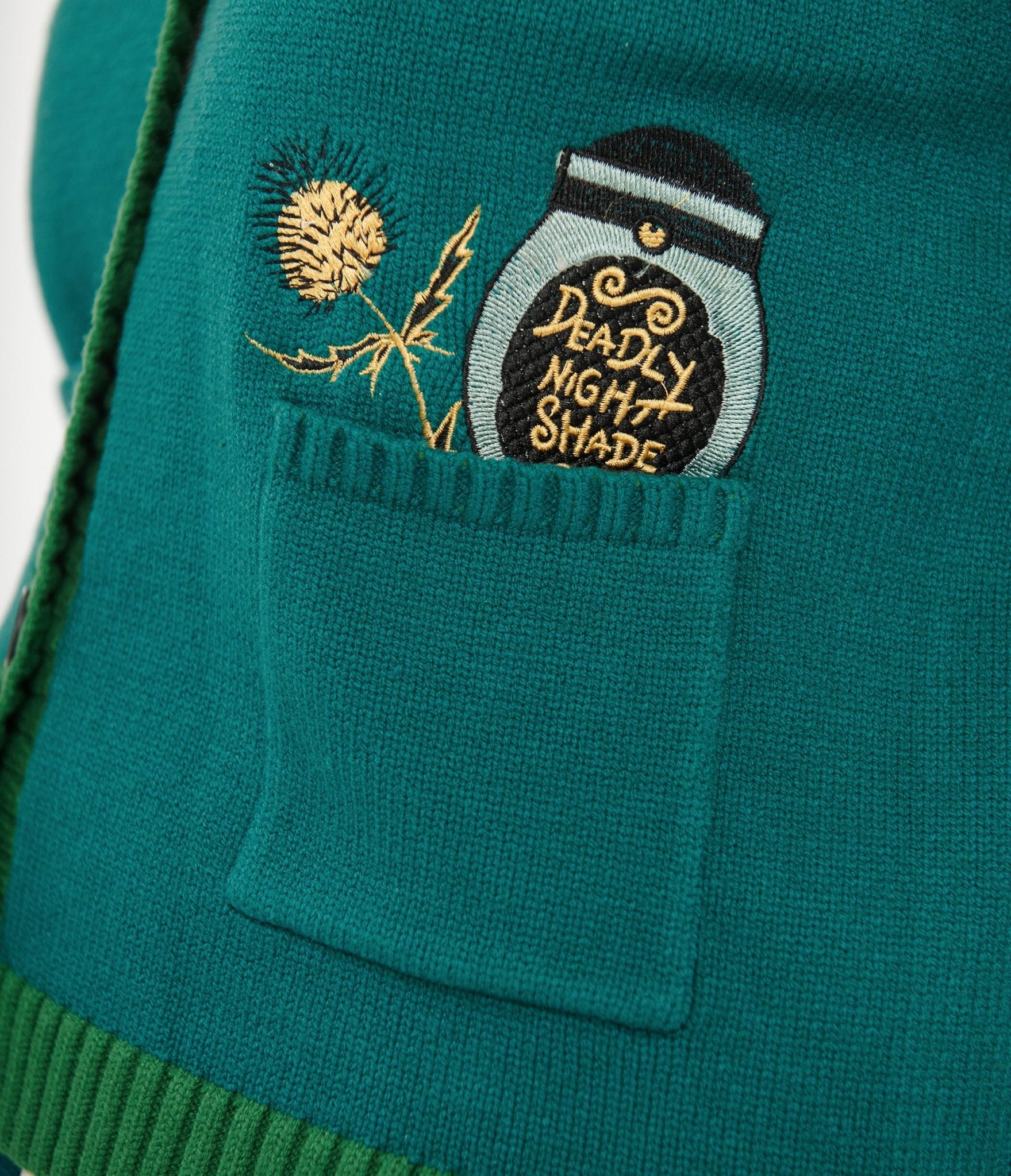 Tim Burton's The Nightmare Before Christmas Teal Cardigan - Unique Vintage Deadly Nightshade Jacket | Halloween Cosplay, Christmas Party Outfit, Gothic Fashion