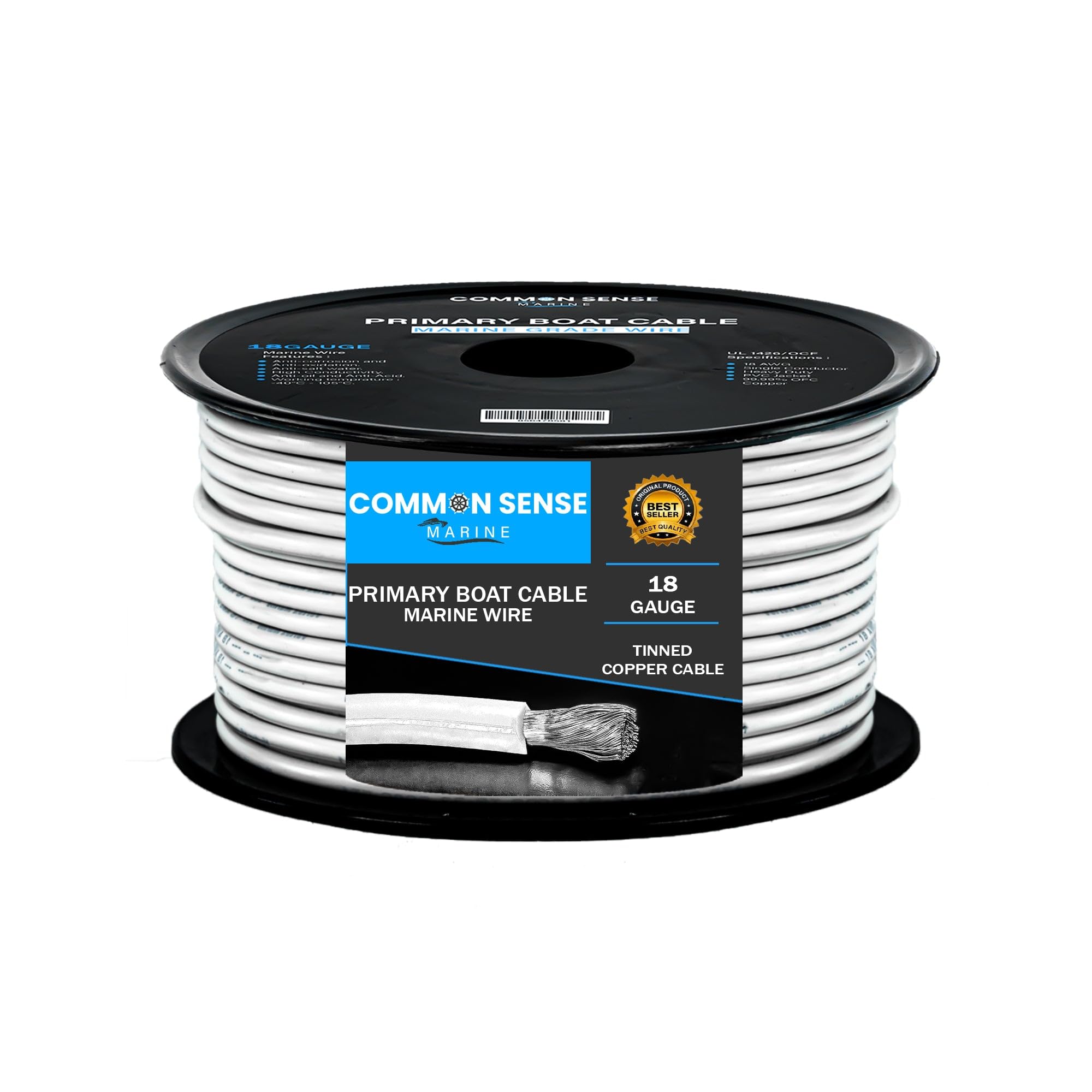 18 Gauge Primary Boat Cable - 1000 ft Marine Grade Tinned Oxygen-Free Copper Wire - 18 AWG UL 1426 Standard PVC Wire for Boats, Automotive, Speakers, Campers & Trailers - Perfect for Marine Electrical Systems, RV Wiring, and Audio Installations