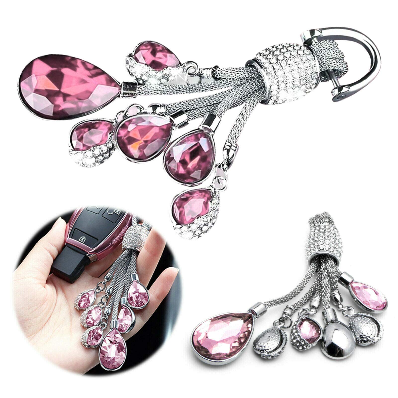 Xotic Tech Car Keychain - Shining Crystal Water Drop Key Holder with Bling Diamond Jewelry - Universal Fit for Keys, Purse, Backpack - Perfect Gift for Women & Men