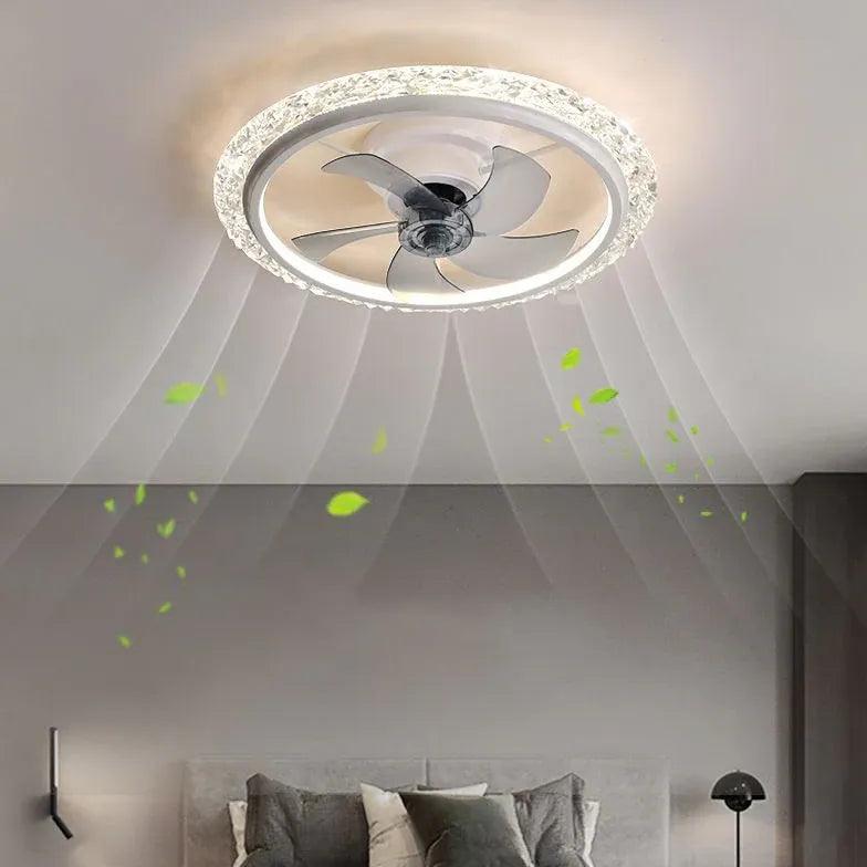Modern Round LED Ceiling Fan with Light - Energy Efficient Smart Pendant Fan for Bedroom, Living Room & Patio - Remote Control & Dimmable Lighting