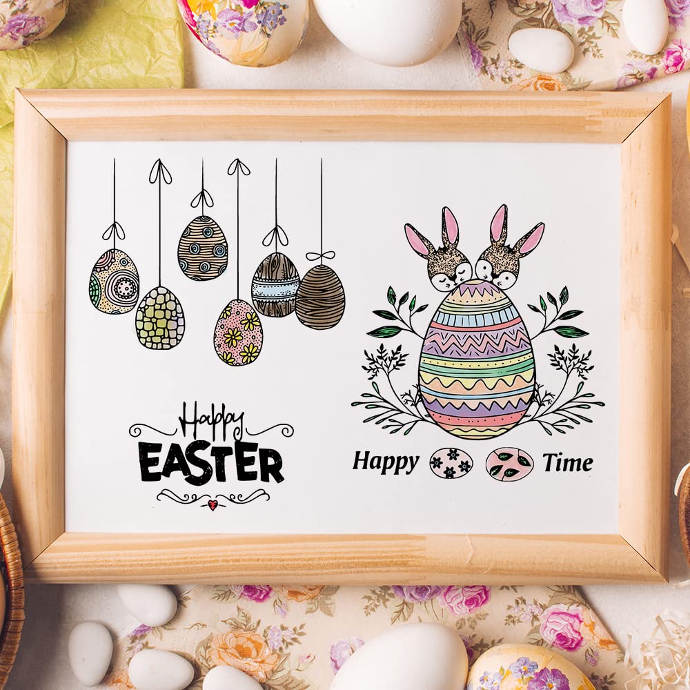 Easter Egg Rabbit Clear Rubber Stamps Set for Card Making, Scrapbooking & DIY Paper Crafts - Holiday Greeting Cards, Easter Decorations & Spring-Themed Projects