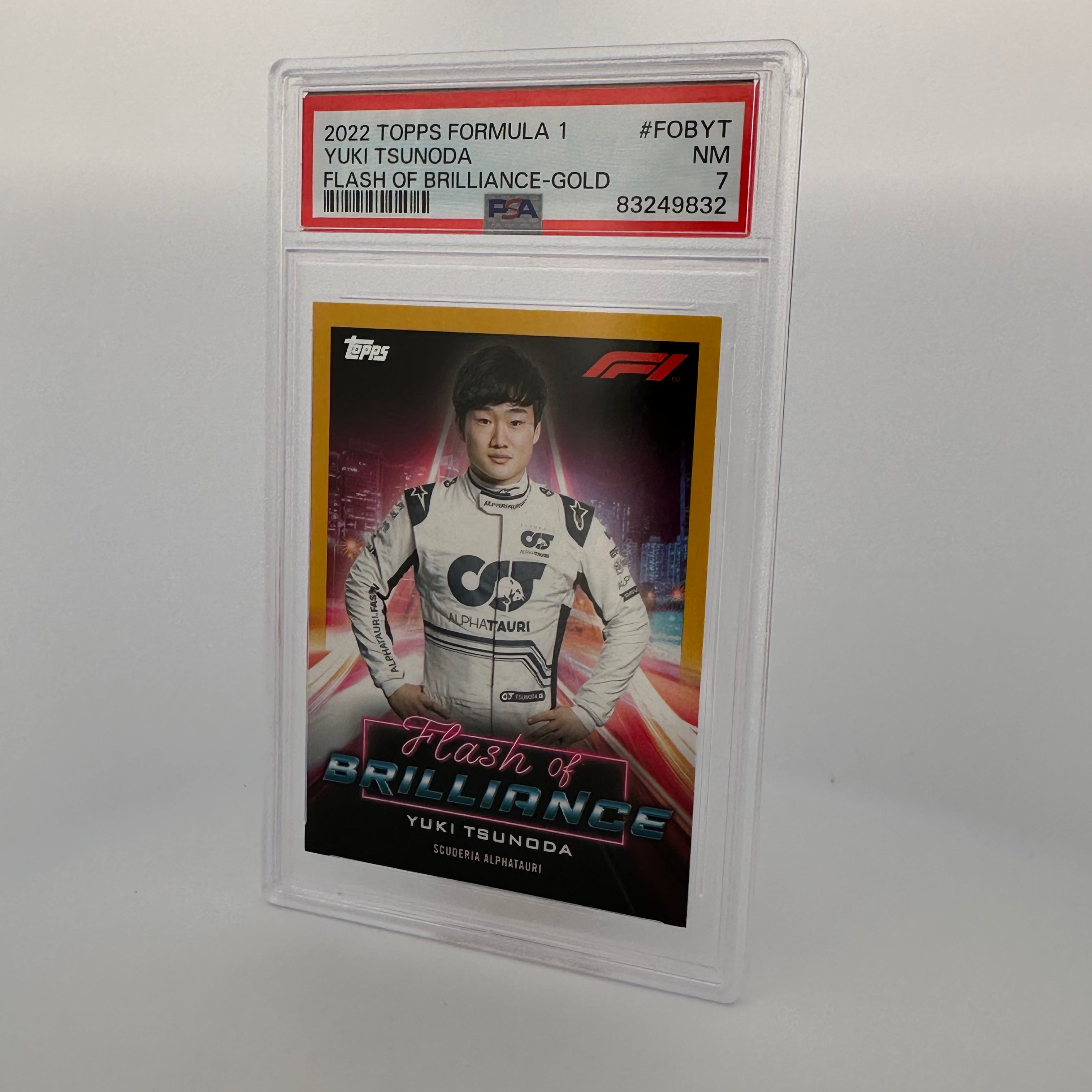 PSA 7 23/50 Yuki Tsunoda #FOBYT Flash Of Brilliance Gold Trading Card - Perfect for Collectors, Racing Fans & Investment