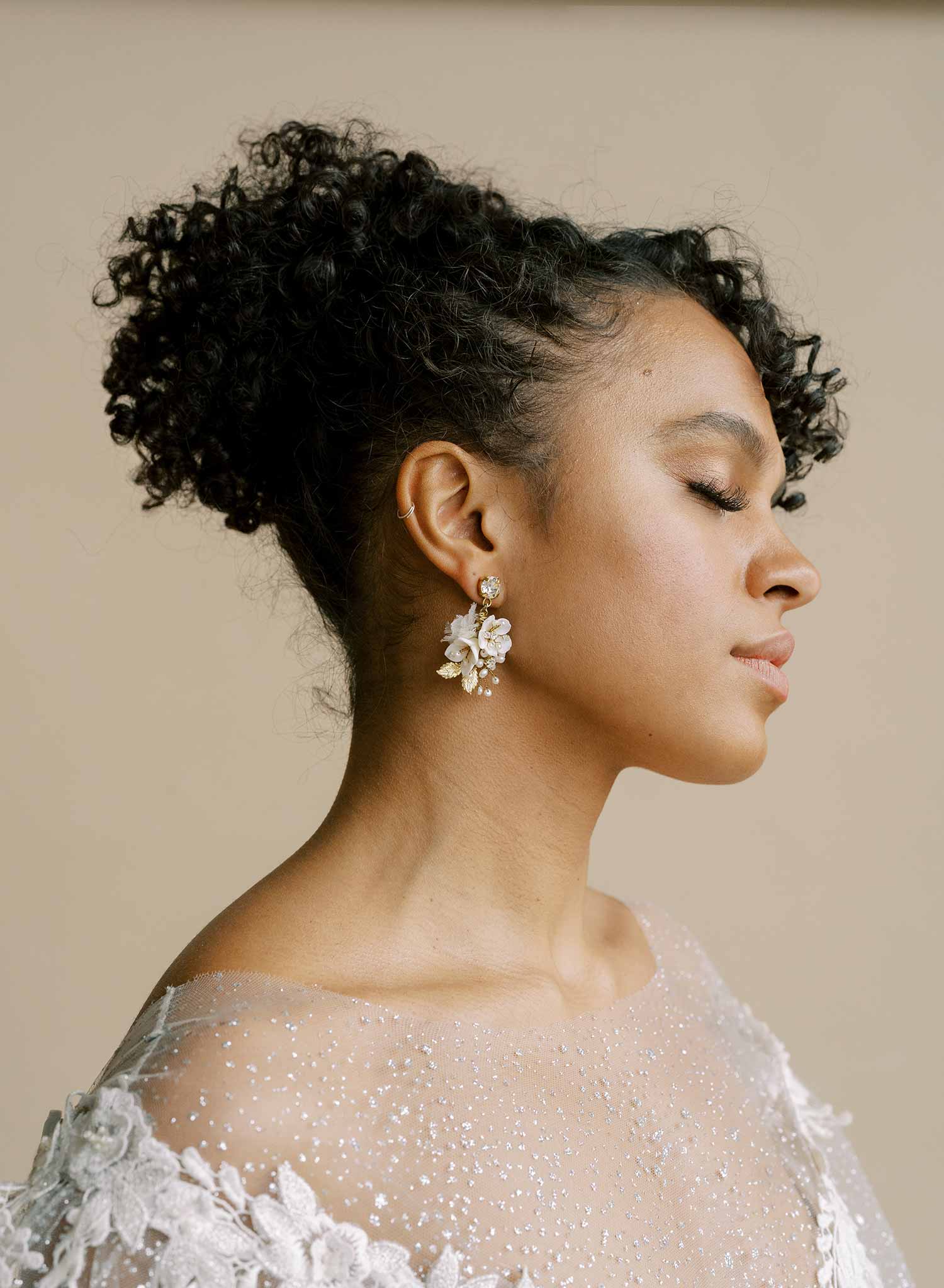 Elegant Petite Floral Crystal Bridal Earrings - Style #2100 | Perfect for Weddings, Prom & Formal Events