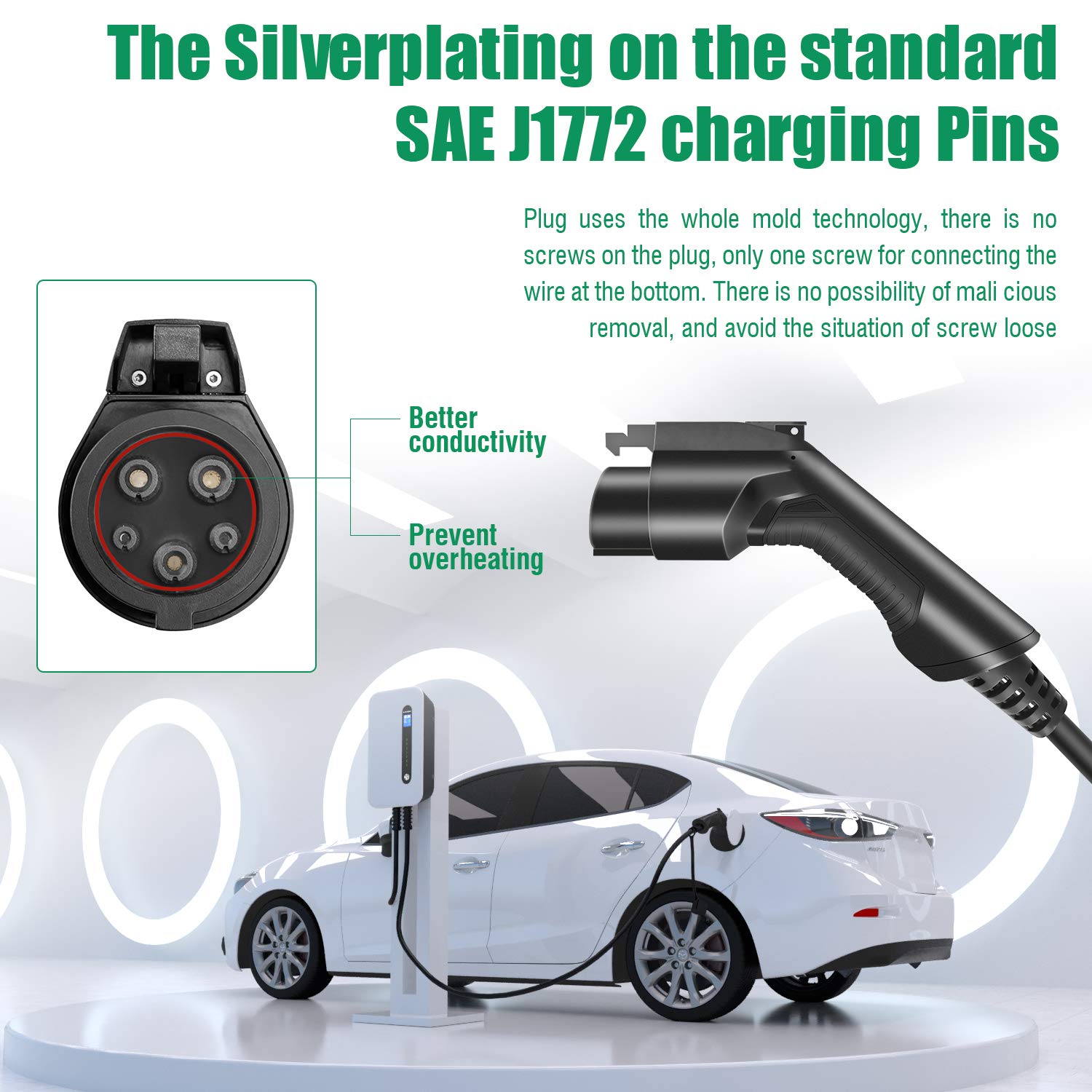 40A Level 2 EV Charger Station - 9.6KW NEMA 14-50 Wall Mount Electric Vehicle Charger for Tesla, Nissan Leaf, Chevy Volt & Hybrid Cars - 20ft Charging Cable - Fast Home & Workplace Charging Solution