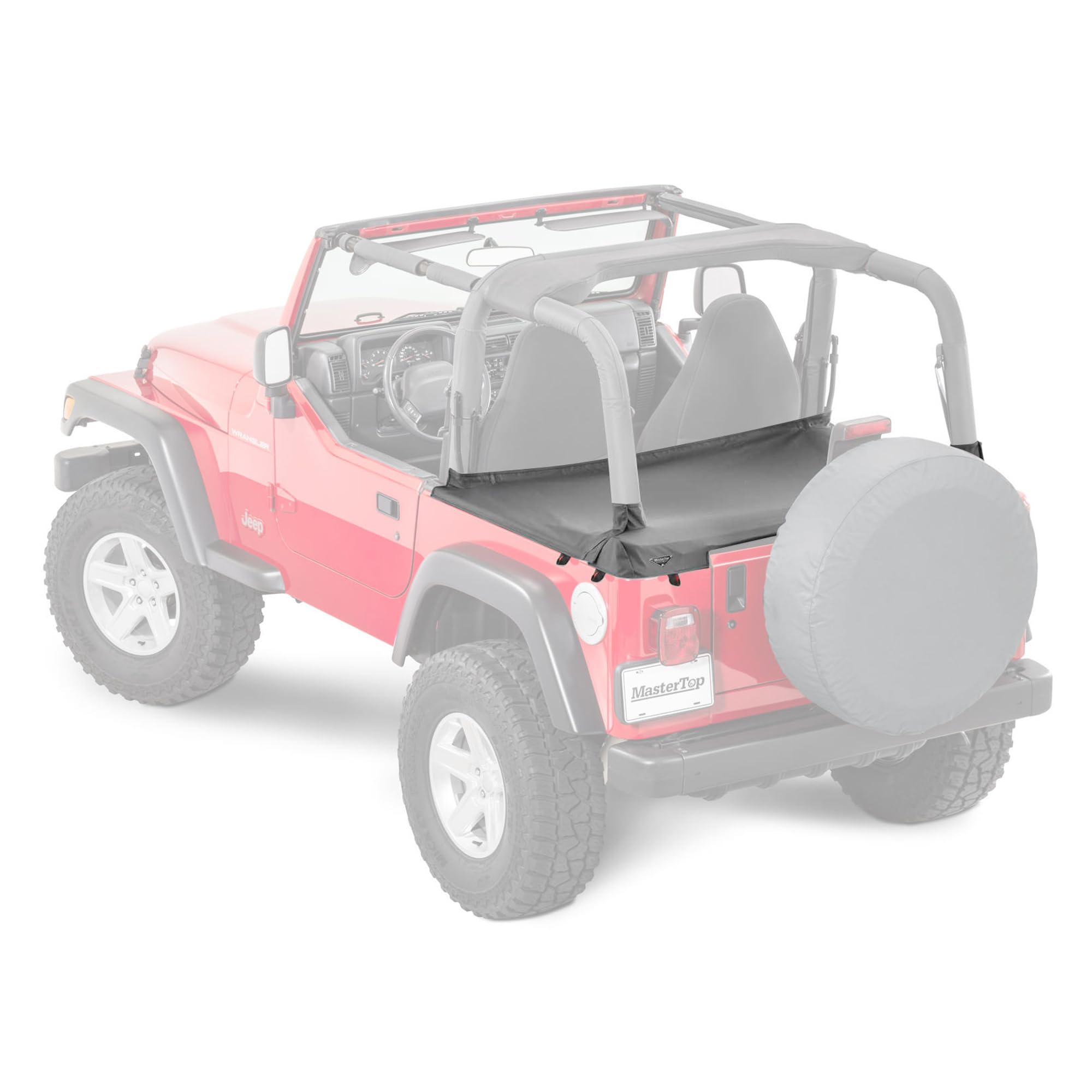 MasterTop Black Diamond Tonneau Cover for Jeep Wrangler TJ 2003-2006 - Waterproof Truck Bed Cover Protects Cargo from Rain & Dirt - Perfect for Off-Road Adventures & Outdoor Gear Storage