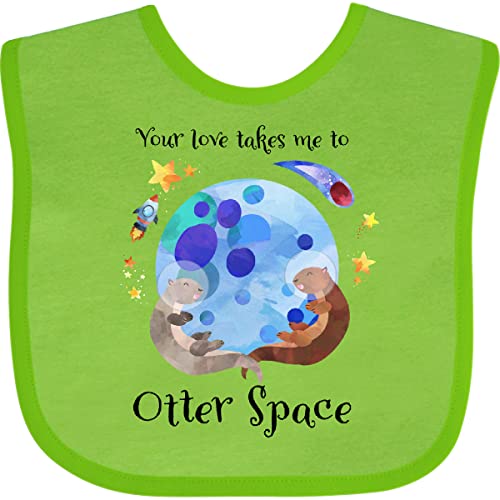 Inktastic Your Love Takes Me To Otter Space Baby Bib - Cute & Soft Cotton Drool Bib for Infants & Toddlers - Perfect for Feeding, Playtime & Photo Shoots
