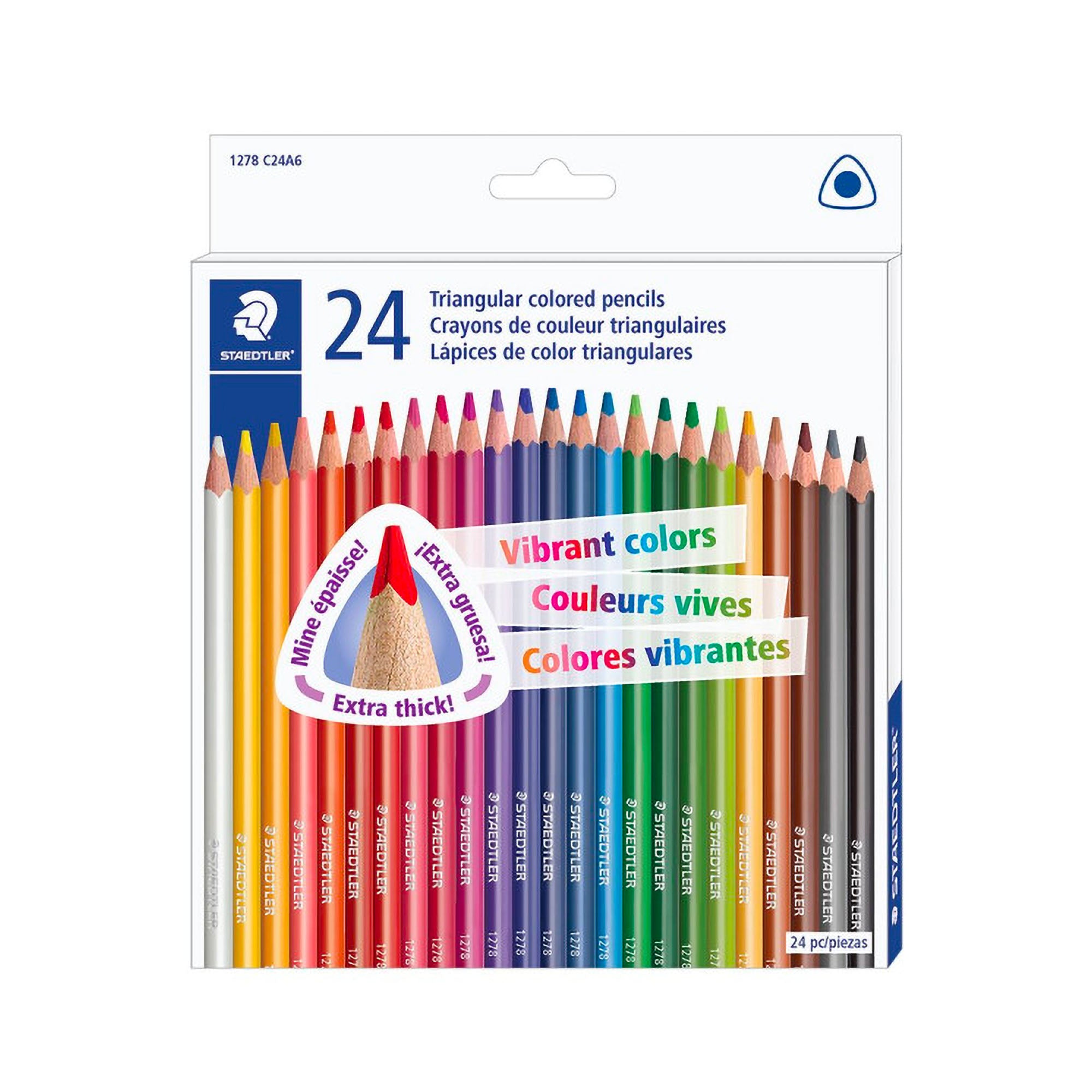 24 Pack Triangular Colored Pencils - Premium Art Supplies for Kids & Adults - Perfect for Drawing, Sketching, Coloring Books & School Projects