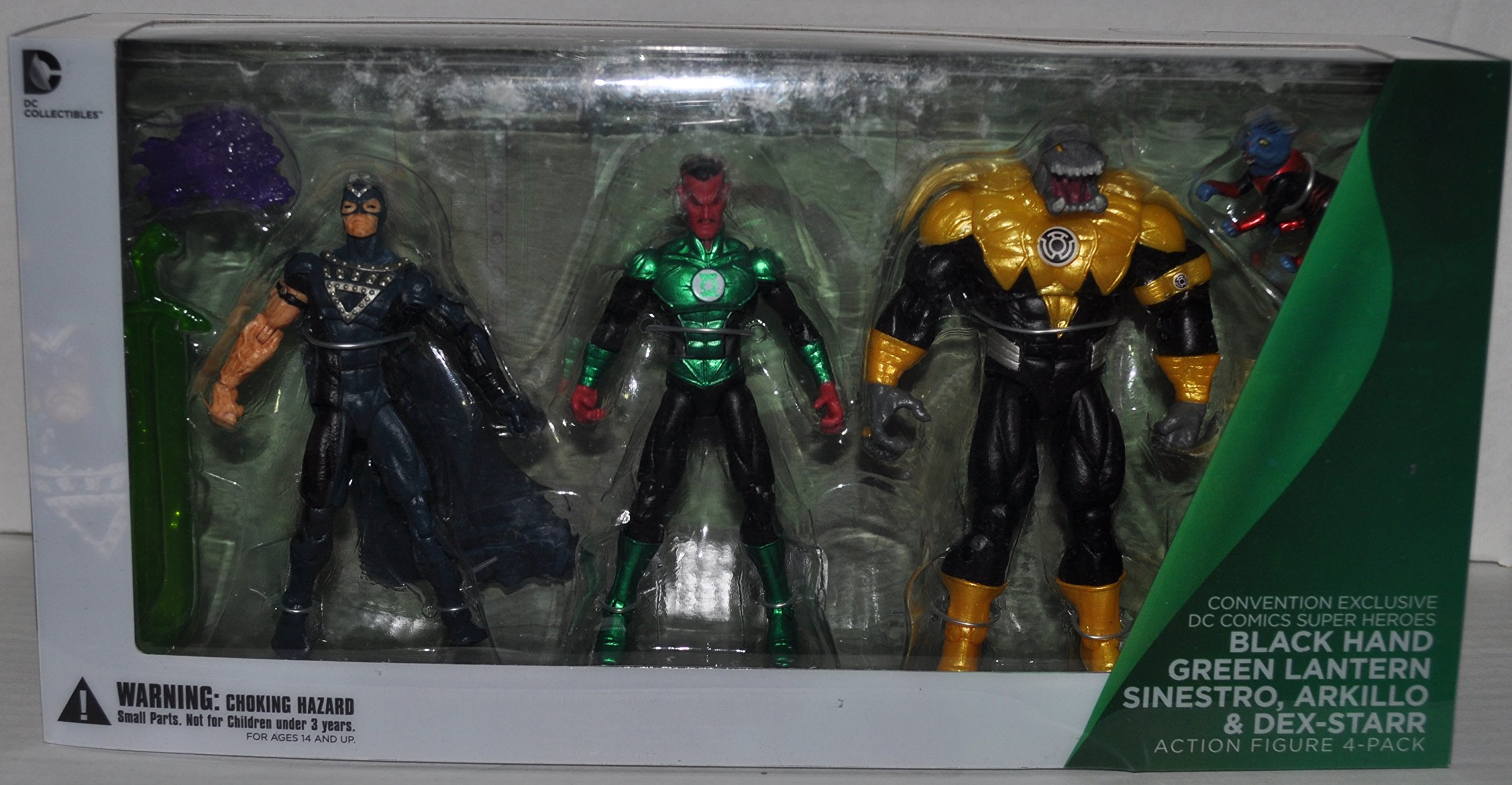 SDCC 2013 DC Comics Super Heroes Action Figure 4-Pack - Black Hand, Green Lantern Sinestro, Arkillo & Dex-Starr - Collectible Figures for Display & DC Fans - Perfect for Comic Conventions, Home Decor, and Gift Giving