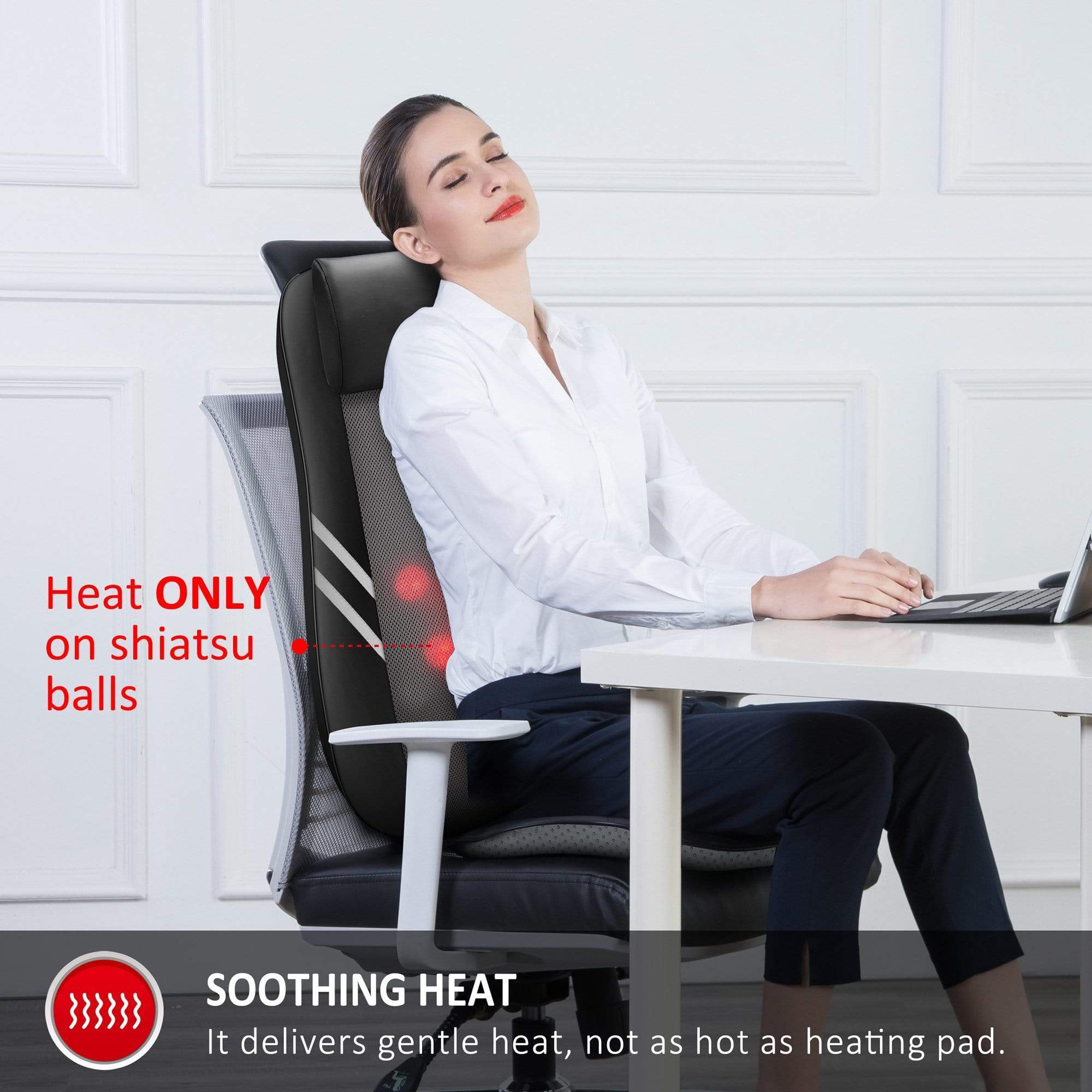 Snailax Shiatsu Massage Seat Cushion with Rolling & Kneading - Heated Back Massager for Office Chair, Car Seat & Home Use - Relieve Back Pain & Muscle Tension