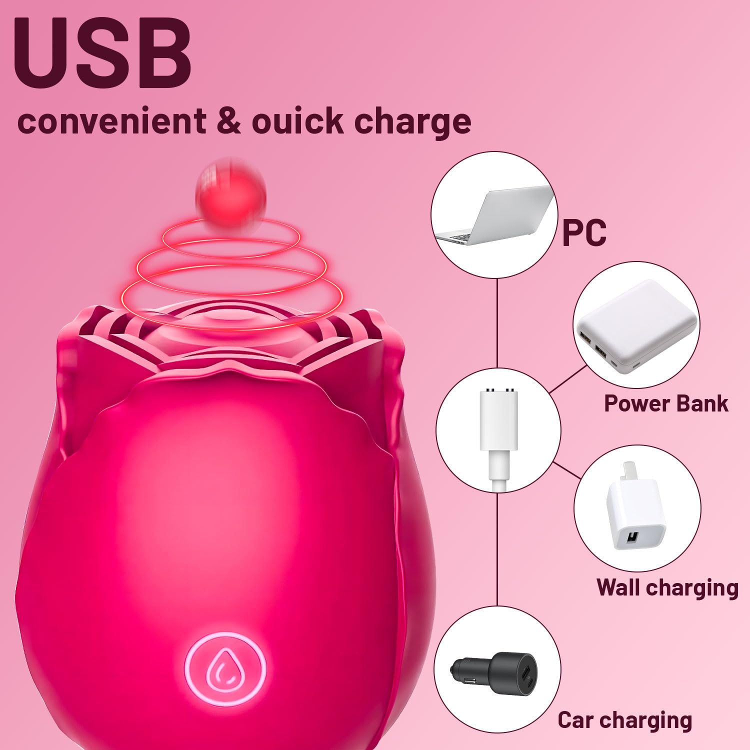 Rose Vibrators for Women - 10 Speed Magnetic Rose Toy with Flower Shape, Waterproof & Rechargeable - Perfect for Couples Play, Solo Pleasure & Sensual Massage