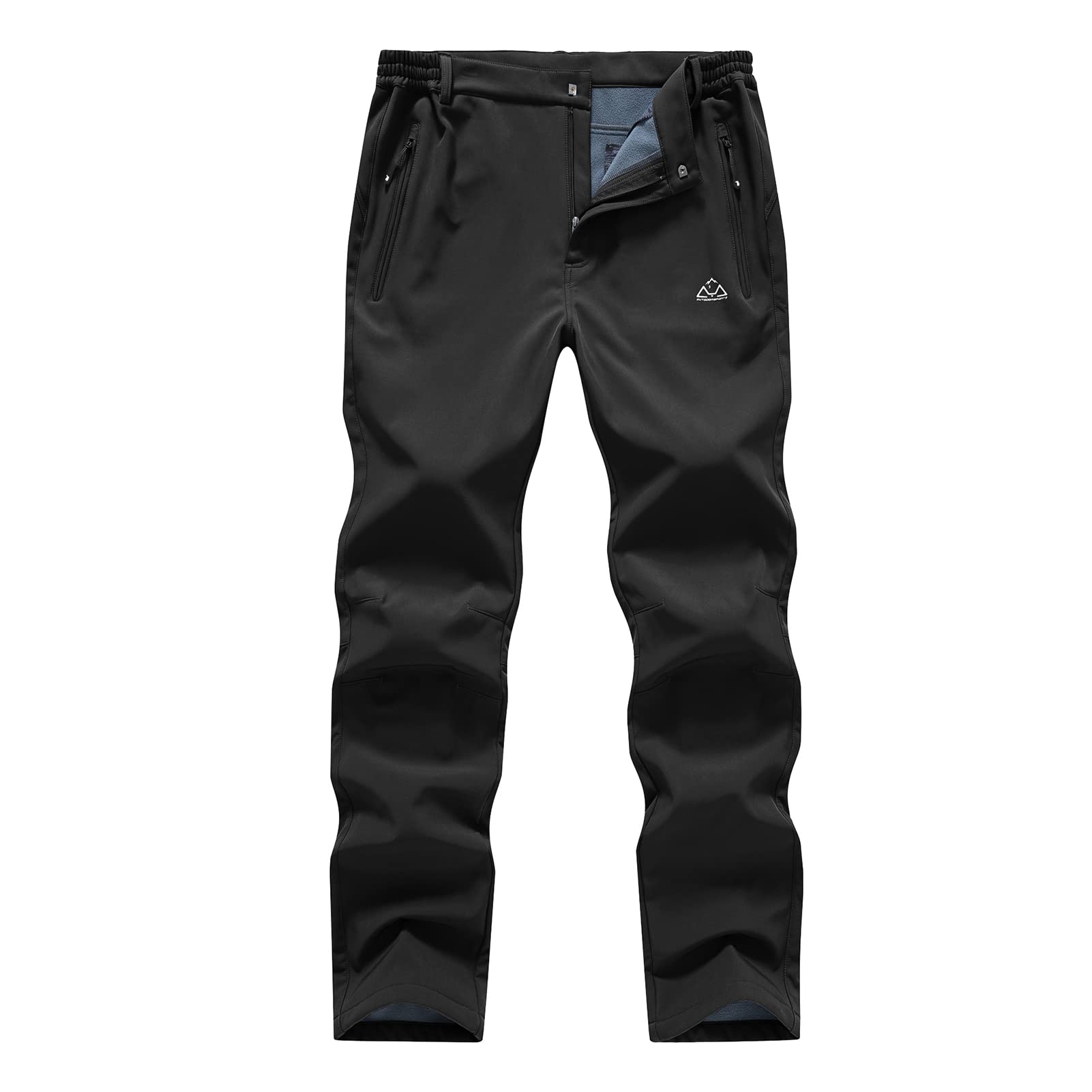 BASUDAM Men's Utility Work Pants - Waterproof Snow Pants with Fleece Lining, Insulated Winter Softshell Pants for Outdoor Hiking, Skiing & Mountain Climbing
