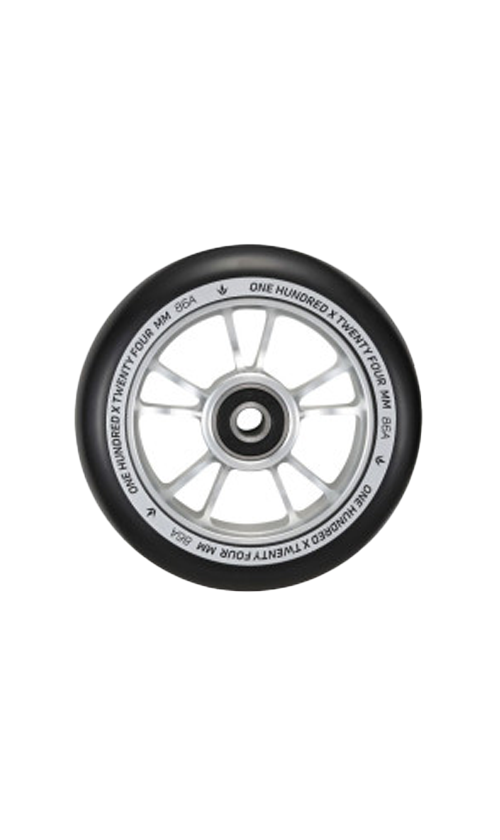 Envy Scooter Wheels 100mm Silver/Black - High Performance Scooter Wheels for Street & Park Riding - Durable & Smooth Ride for Kids & Adults