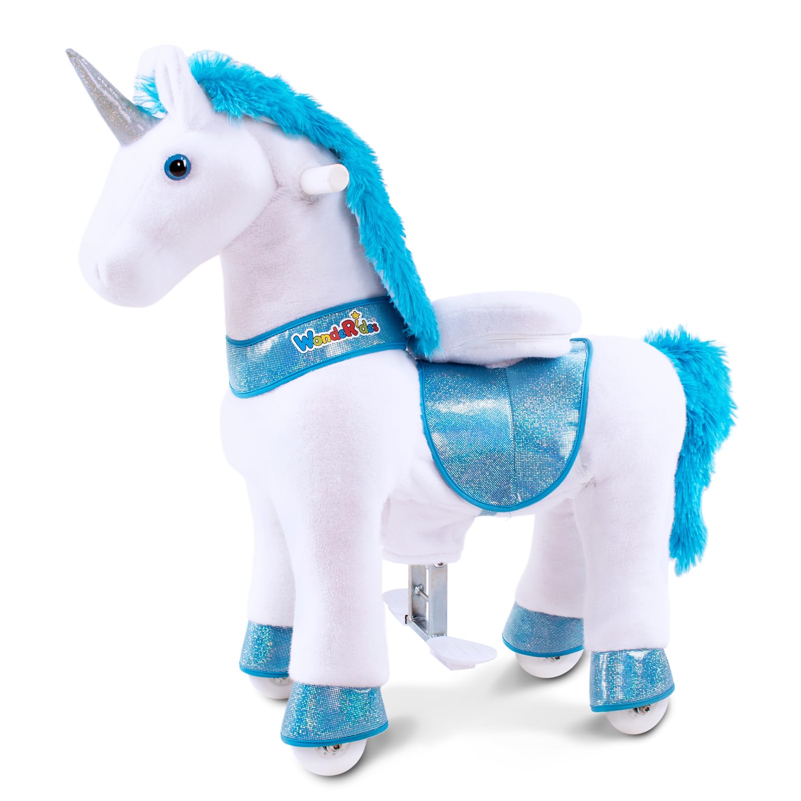 WondeRides Blue Unicorn Ride-On Toy for Kids Ages 3-5 | 30.1