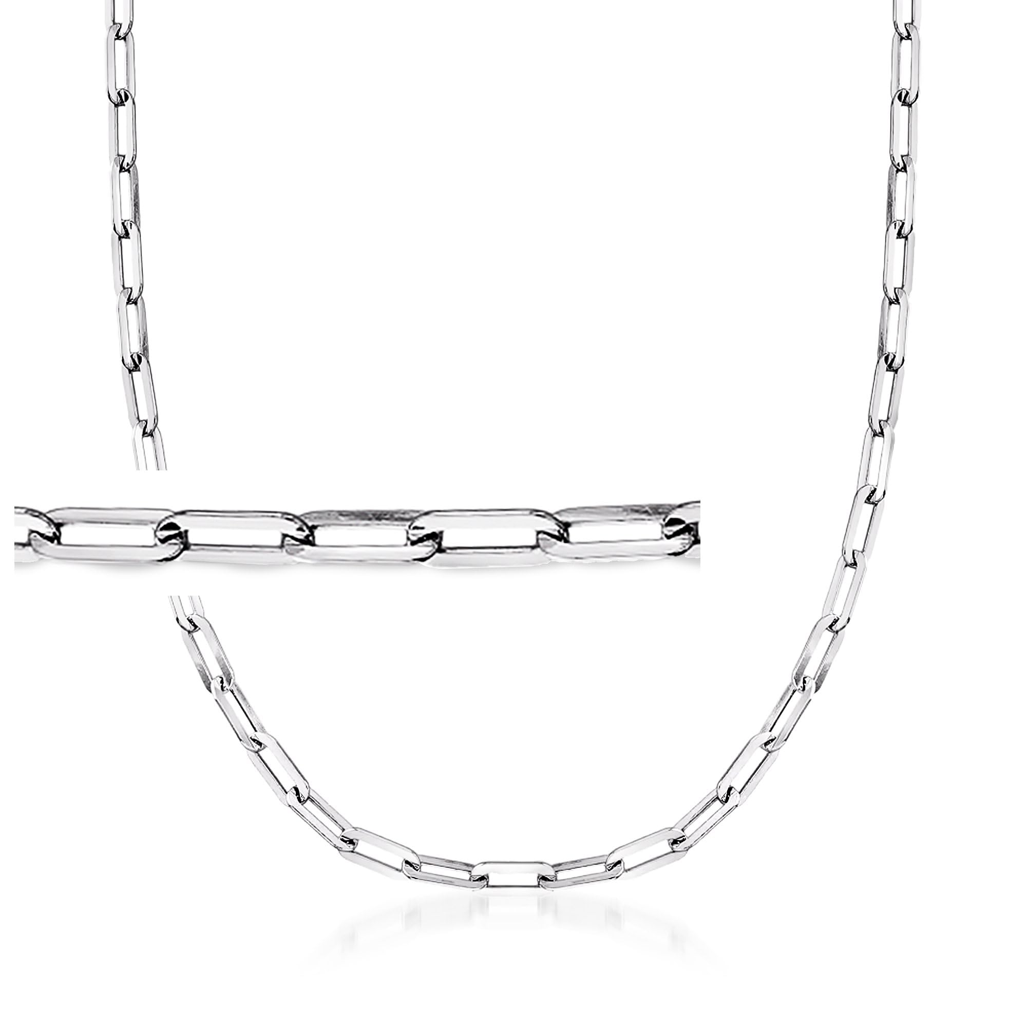 Ross-Simons Italian Sterling Silver Paper Clip Link Necklace - 20 Inch Dainty Chain for Women | Elegant Layering Necklace for Everyday Wear & Special Occasions