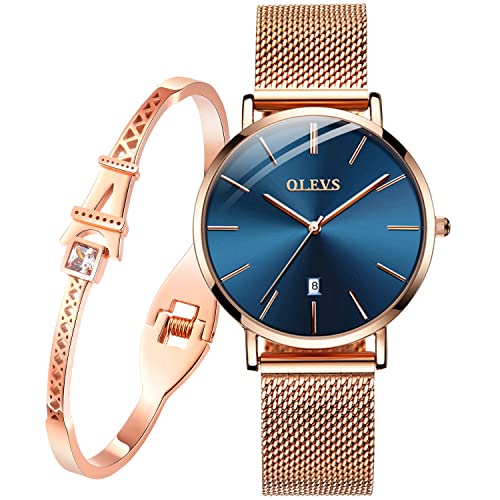 Blue dial - Rose gold bezel - band