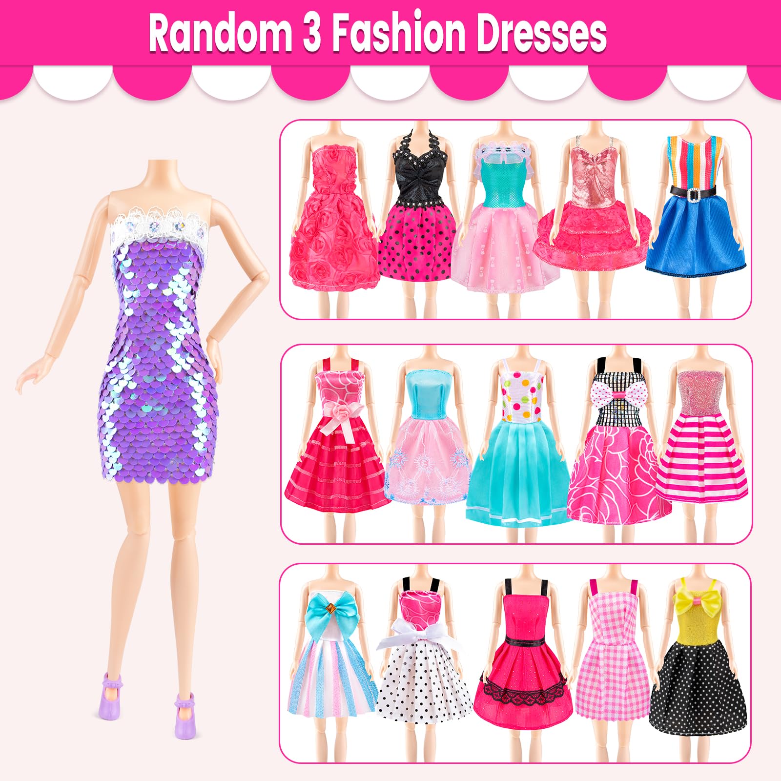 110 Pcs Doll Clothes & Accessories Set - Wedding & Casual Outfits for Girls' Doll Play