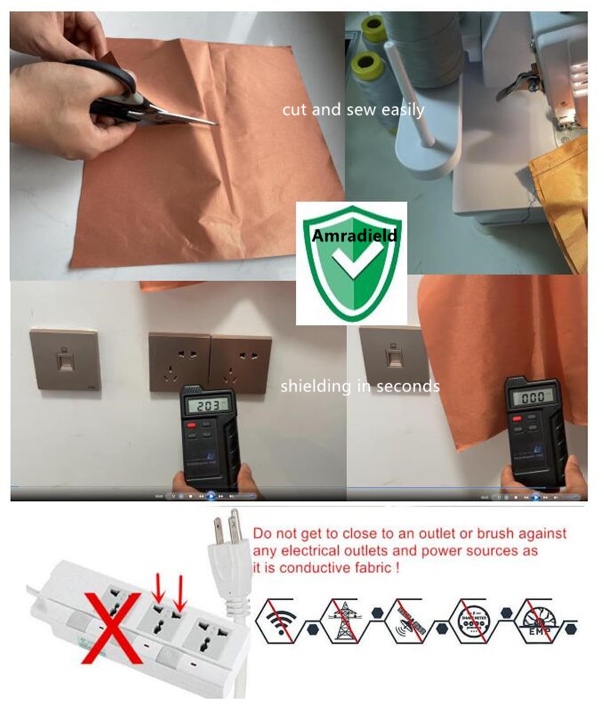 EMI RF Shielding Faraday Fabric - 10m Pure Copper Conductive Cloth for High & Low Frequency Protection | EMF Radiation Blocking for Electronics, Smart Meters & Privacy Security