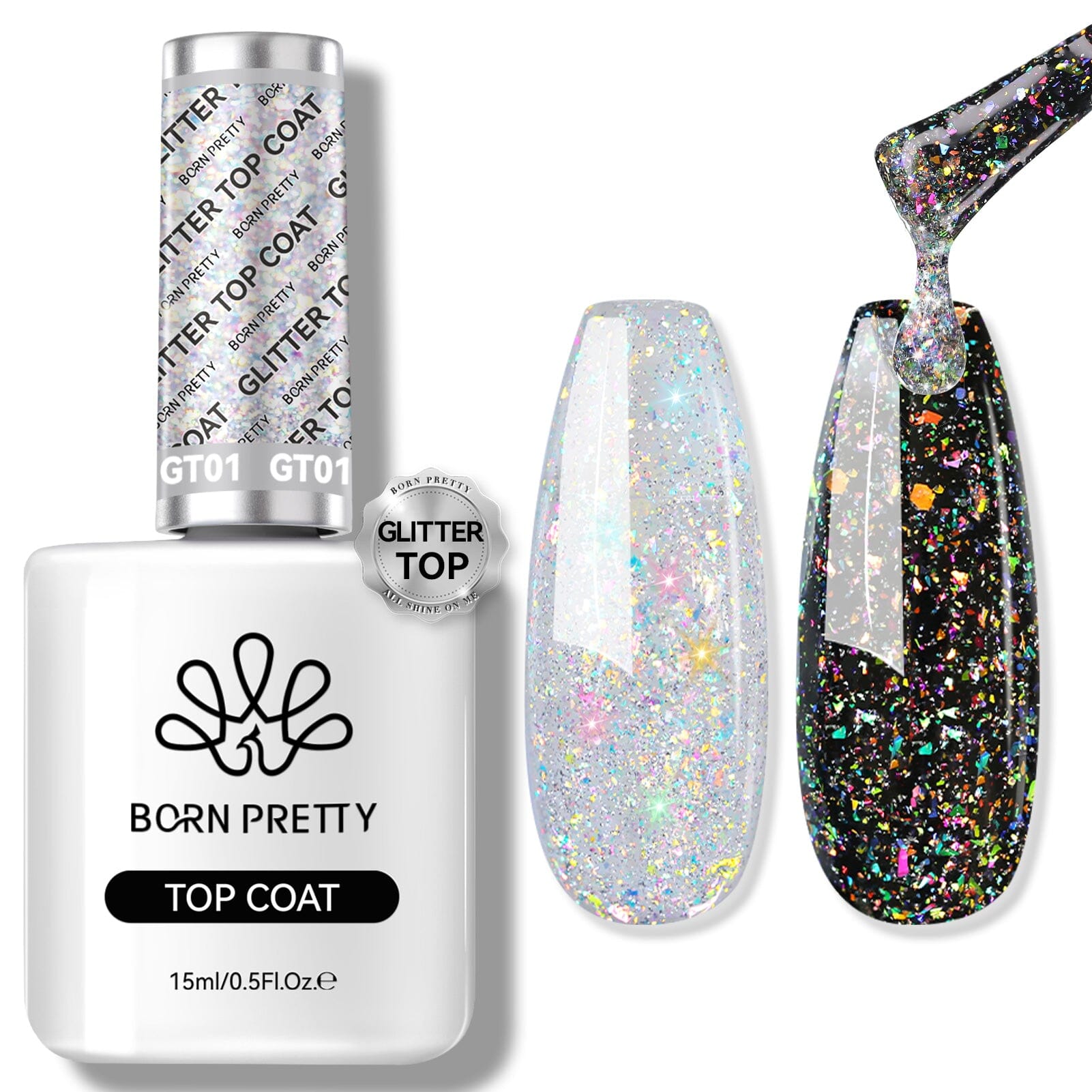 Mica Reflective Glitter Top Coat 15ml - Shimmering Nail Polish for Manicures & Pedicures - Perfect for Parties, Weddings, and Special Occasions