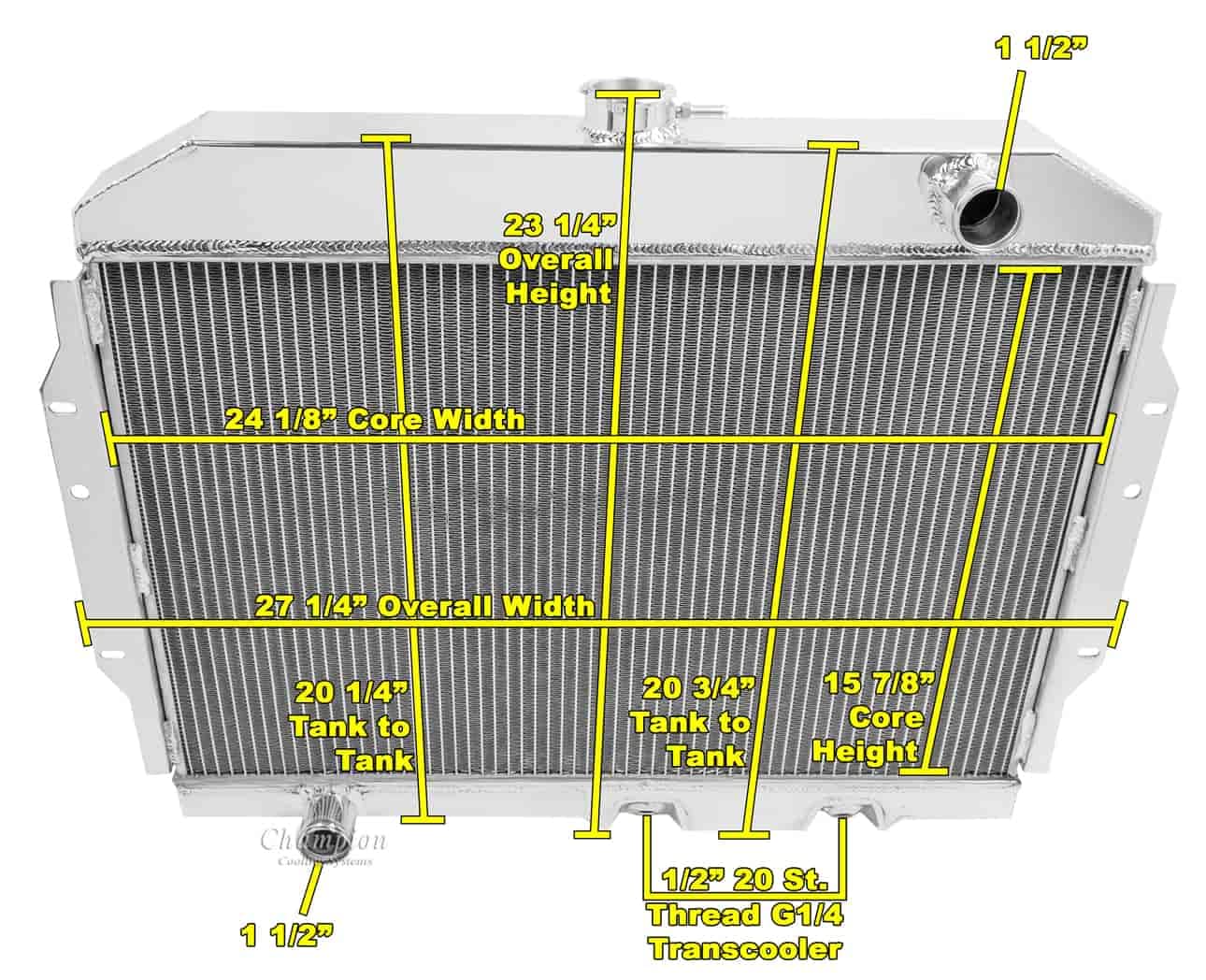 Champion 3 Row Aluminum Radiator with Dual 12