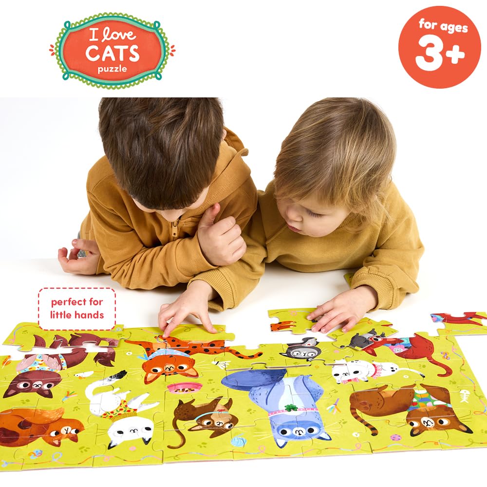 I Love Cats Puzzle - 24-Piece Large Floor Jigsaw Puzzle for Kids Ages 3+ | Fun Educational Toy for Toddlers | Perfect for Family Game Night & Preschool Learning Activities