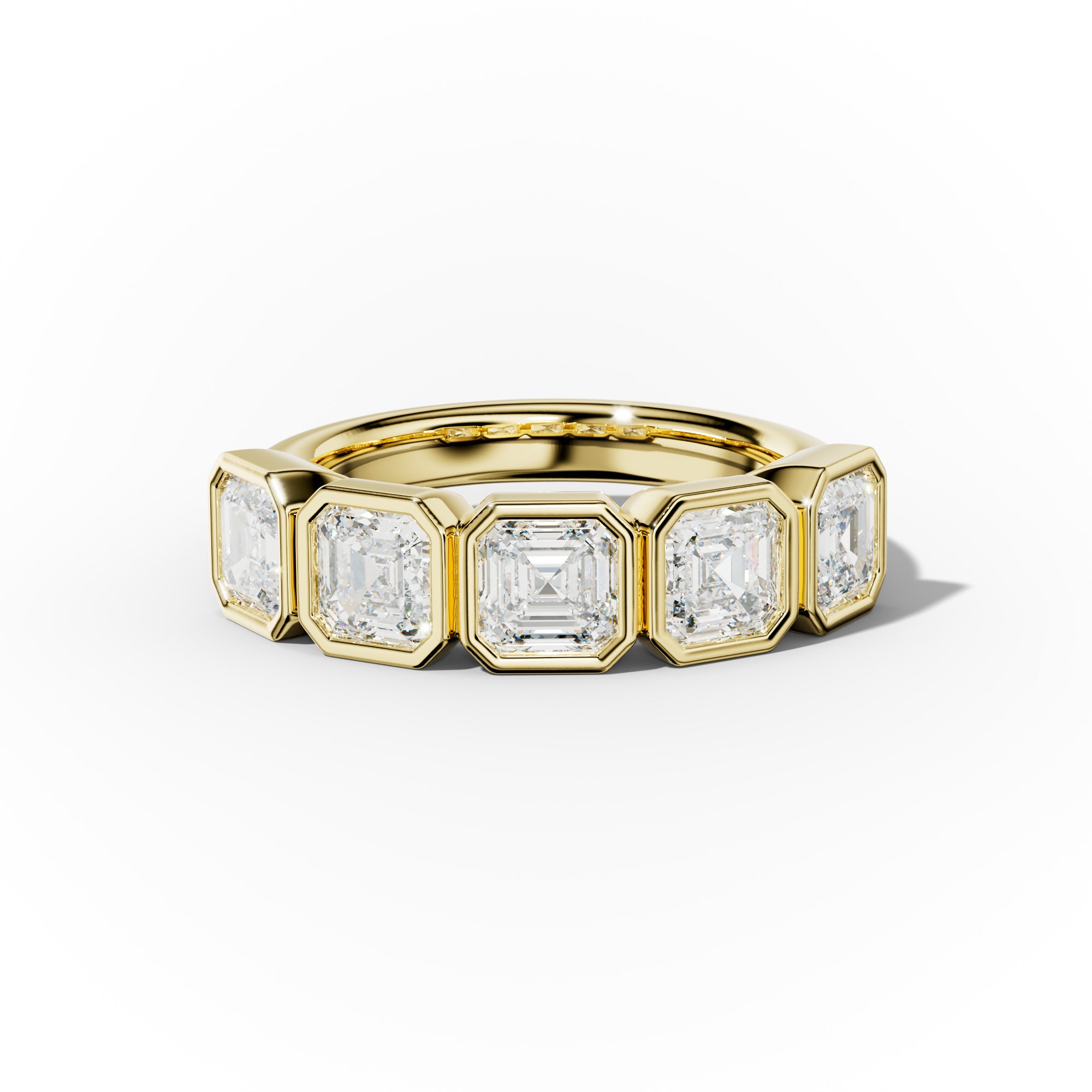 3.0 Carat Bezel Set Asscher Cut Diamond Five Stone Anniversary Band - Elegant Wedding Ring for Women, Perfect for Anniversary, Engagement & Special Occasions