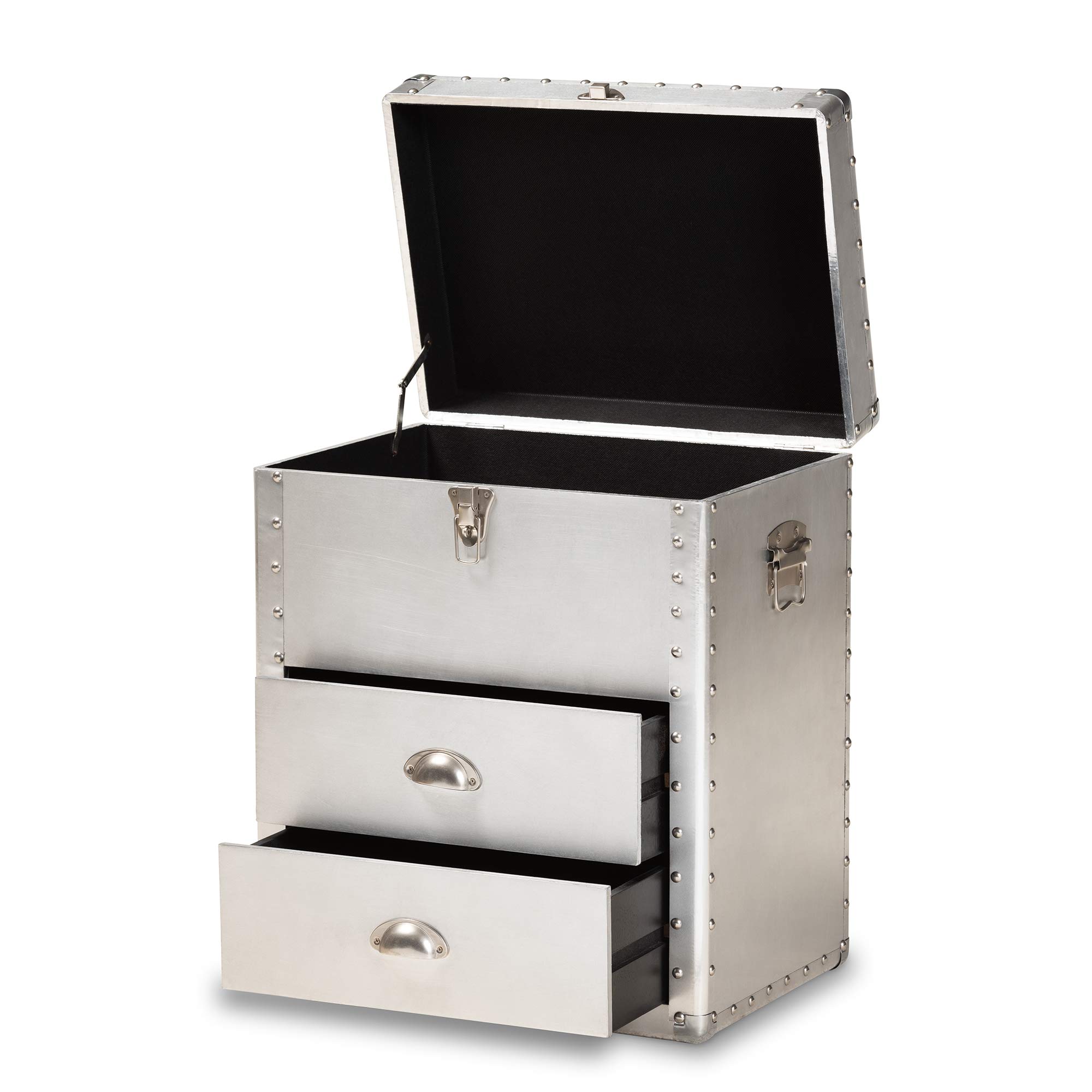 Baxton Studio Silver Multipurpose Shelving & Cabinets - Modern Storage Solution for Living Room, Bedroom, or Office Organization