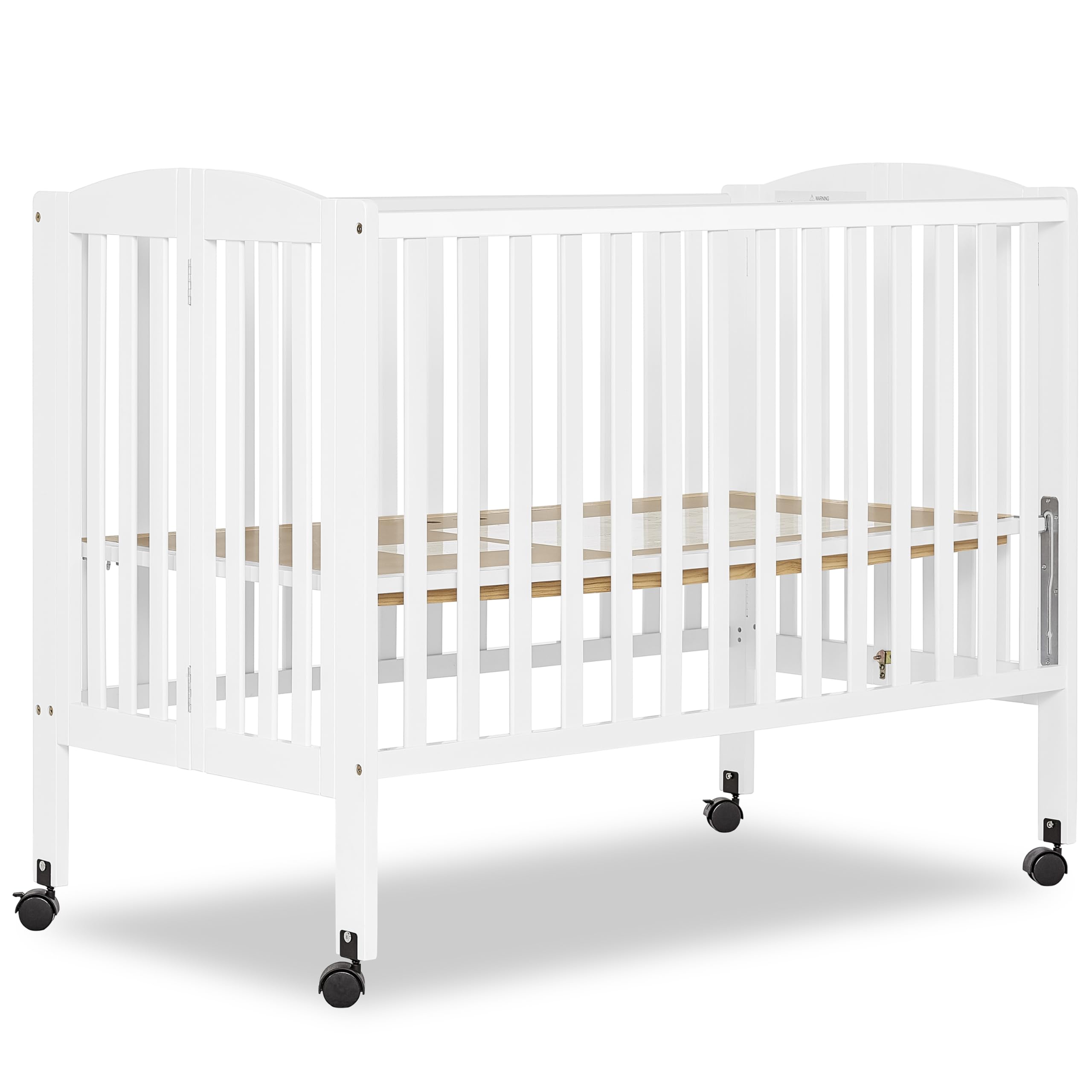 Dream On Me 2-in-1 Convertible Baby Crib - Full Size White Nursery Crib with Locking Wheels, Foldable Design for Space Saving Storage, Includes Teething Guard & Non-Toxic Finish - Perfect for Newborns, Toddlers & Small Bedrooms