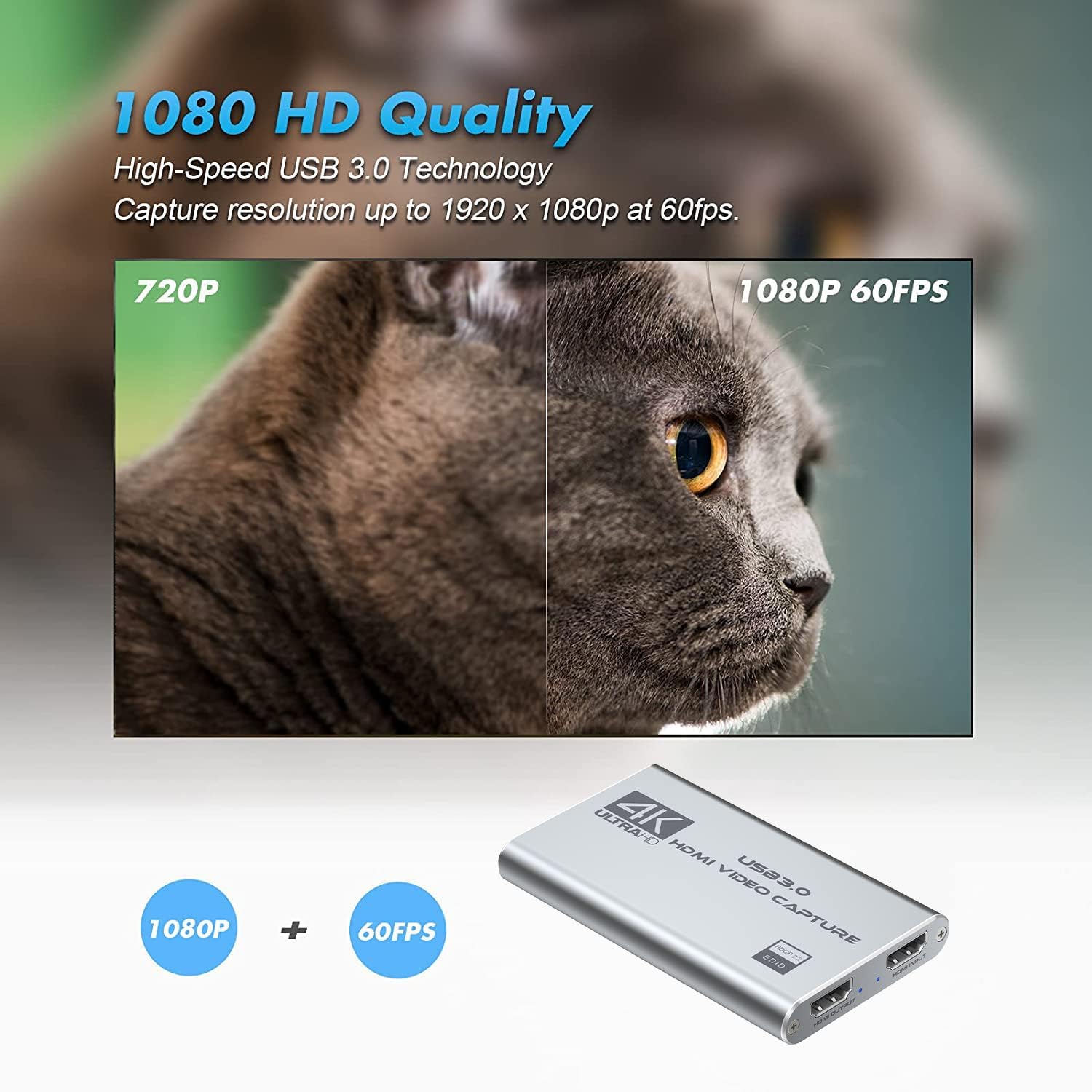 4K HDMI Video Capture Card for Live Streaming & Gaming - 1080P 60FPS USB 3.0 Game Capture Device Compatible with DSLR Camera, Nintendo Switch, Xbox, PS4, PS5, PC & OBS - Perfect for Twitch, YouTube Live & Professional Recording
