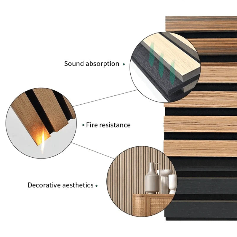 WOODFLEX Flexible Acoustic Wood Slat Wall Panel - Black Veneer Soundproofing Decor (2400mm x 600mm) for Home Theater, Office & Recording Studio