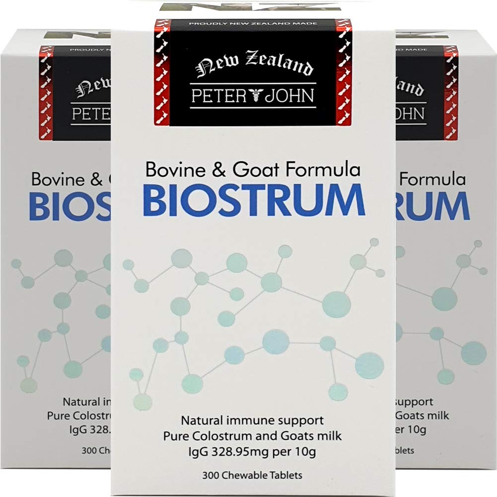 Peter&John Biostrum 300 Tablets - New Zealand Bovine & Goat Milk Colostrum Supplement for Natural Immune Support (3 Bottles) | Boost Immunity, Gut Health & Energy for Adults & Kids | Daily Wellness & Recovery Aid