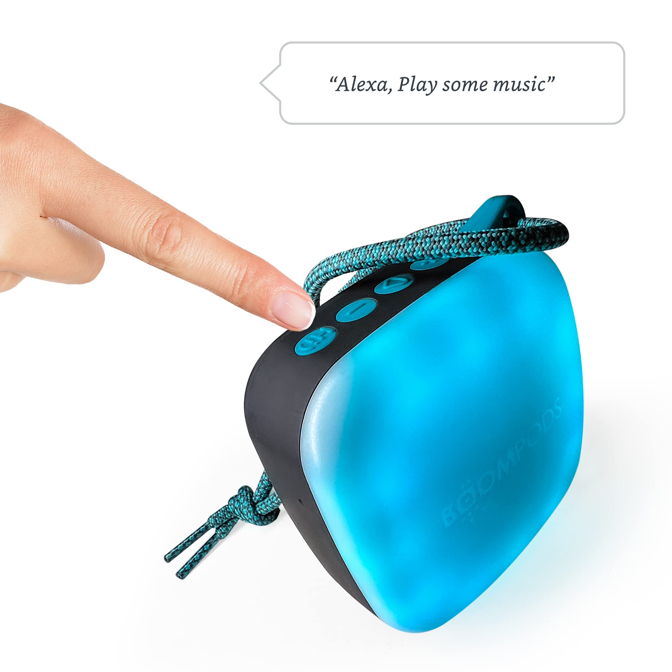 Boompods Rhythm Portable Bluetooth Speaker with Alexa - IPX7 Waterproof, 5Hr Battery, Light Show, Wireless Travel Speaker for iPhone & Smart Devices - Perfect for Shower, Pool, and Outdoor Adventures
