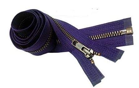 YKK® #5 Antique Brass Metal Teeth Separating Jacket Zipper - Deep Purple #866 for Crafters - Made in USA - Custom Length (9 inches) - Perfect for DIY Jackets, Bags & Costume Designs