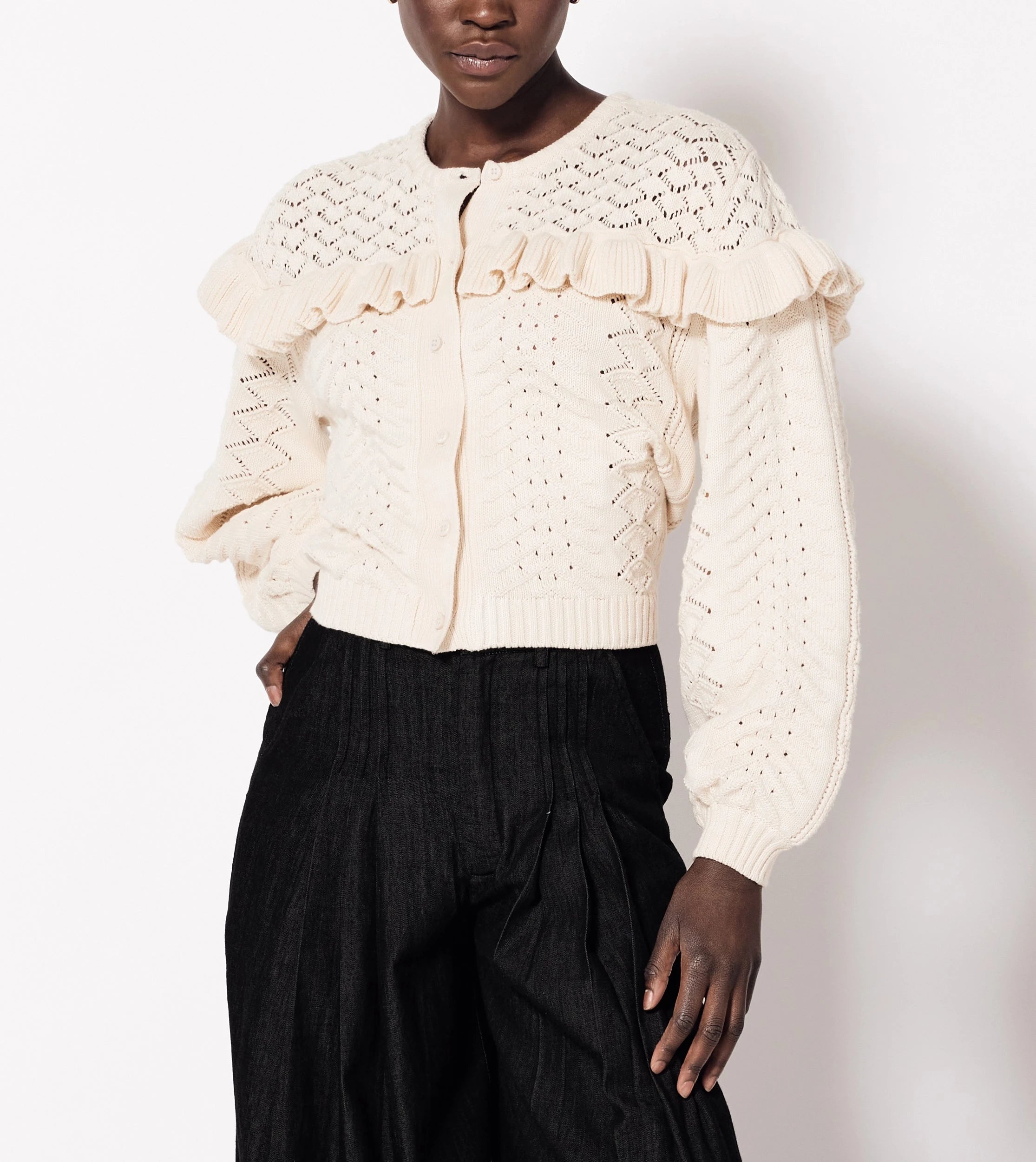 Fernanda Cardigan Women's Ivory Knit Sweater - Soft & Cozy Open Front Cardigan for Fall & Winter | Perfect for Casual Outfits, Office Wear & Layering
