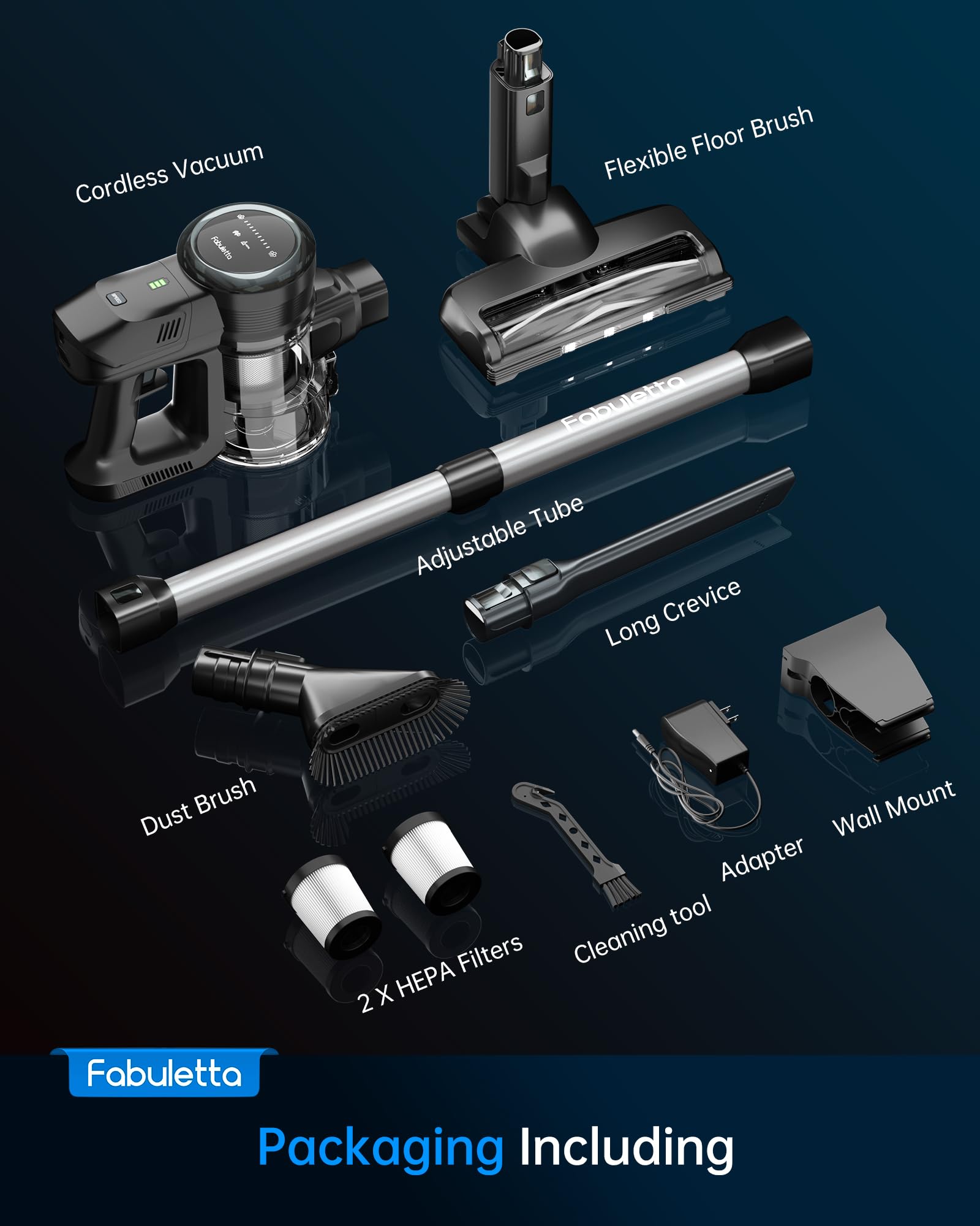 FABULETTA Cordless Vacuum Cleaner - 6-in-1 Lightweight Stick for Pet Hair & Floors | Home & Car Use