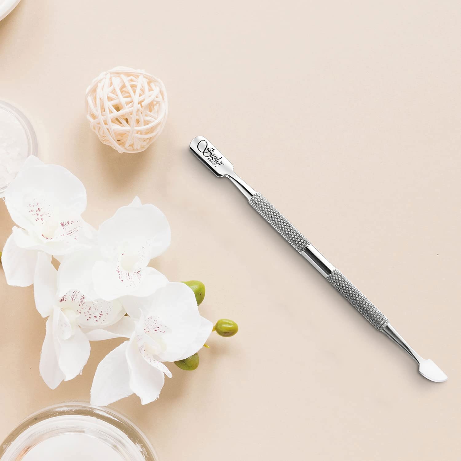 Premium Stainless Steel Dual Head Cuticle Pusher & Nail Art Tool - Double-Ended Manicure Instrument for UV Gel Polish Removal & Cuticle Trimming by Sizler Beauty | Perfect for Salon Professionals & At-Home Nail Care