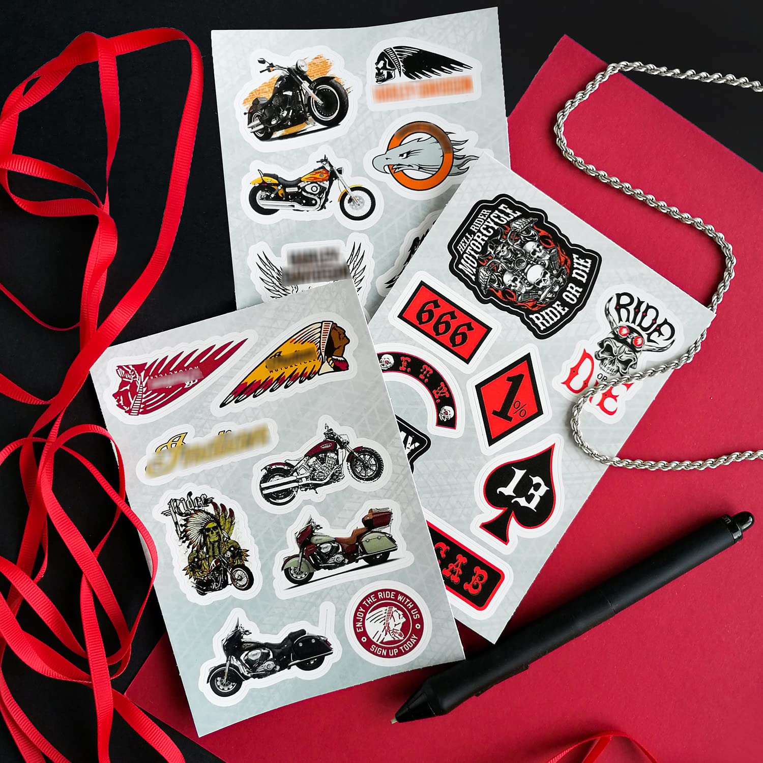 BulbaCraft 179 Pcs Motorcycle Stickers Set - Premium Vinyl Decals for Bikes, Helmets & Gear | Waterproof, High-Adhesion Brand Stickers for Men & Women | Perfect for Motorcycle Enthusiasts & DIY Customization