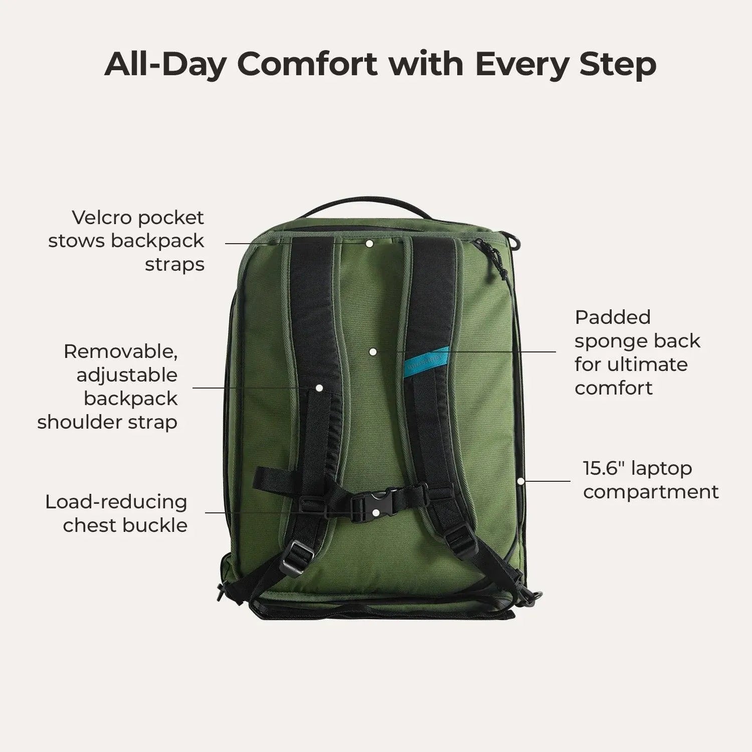 Paz 43L Duffle Backpack - Waterproof Travel Duffel Bag with Shoulder Strap for Gym, Camping & Weekend Getaways