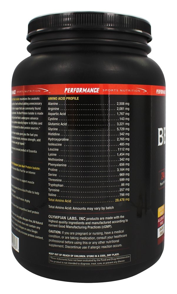 Olympian Labs Beef Protein Isolate Powder - 24g Protein per Serving, BST Free, 2g BCAAs, Muscle Building Amino Acids, 1lb Chocolate Flavor - Ideal for Post-Workout Recovery & Fitness Enthusiasts