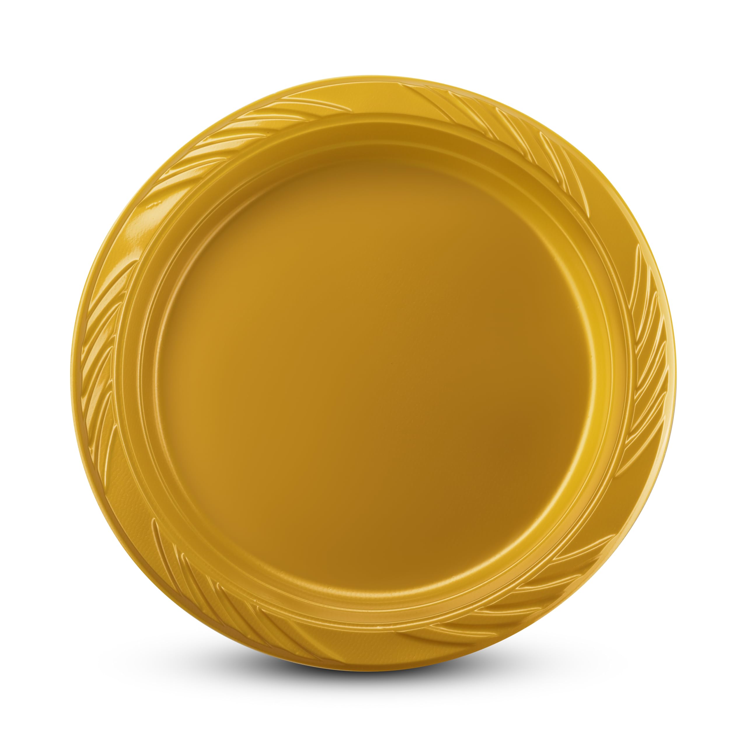 Munfix 6 Inch Gold Plastic Plates - 100 Pack Disposable Party Plates for Desserts, Appetizers, BBQ, Events & Travel | Microwave Safe & Eco-Friendly | Perfect for Birthday Parties, Weddings, Picnics & Office Gatherings
