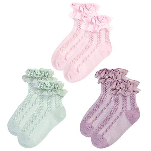Cable Knit-green,pink, Purple, 3 Pairs