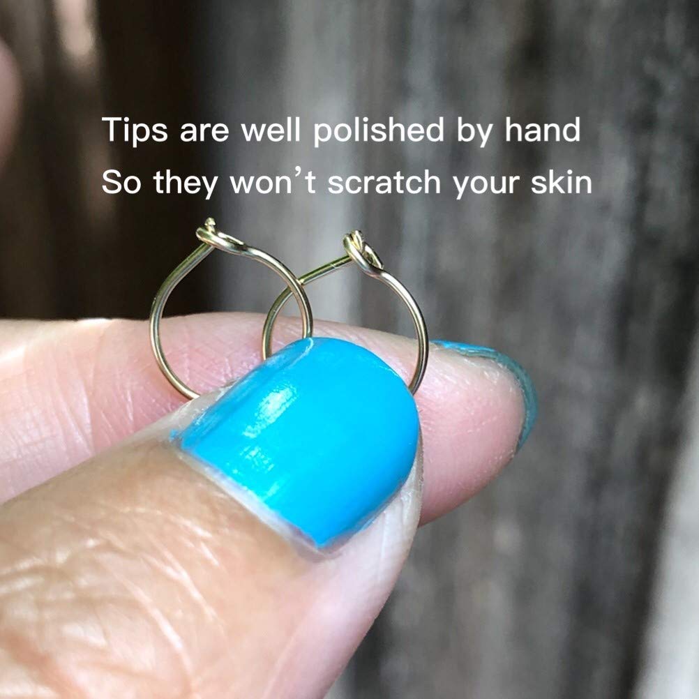 8mm 14K Yellow Gold Filled Small Hoop Earrings for Women - Handmade Thin Huggie Hoops for Everyday Wear, Gifts & Special Occasions