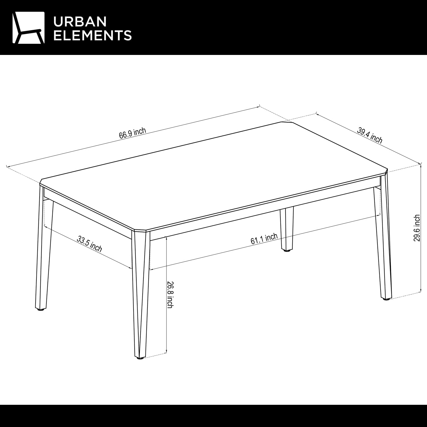 Urban Elements Eugène 5-Piece Patio Dining Set - FSC Certified Eucalyptus Wood with Teak Finish - Outdoor Backyard Furniture Set with Rectangular Table & Side Chairs (White) - Perfect for Garden, Deck, Poolside & Alfresco Dining