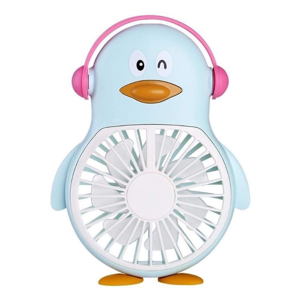 USB Rechargeable Mini Handheld Fan - Portable Desktop Air Cooler with Cute Penguin Design, Blue - Perfect for Home, Office, Travel & Outdoor Use