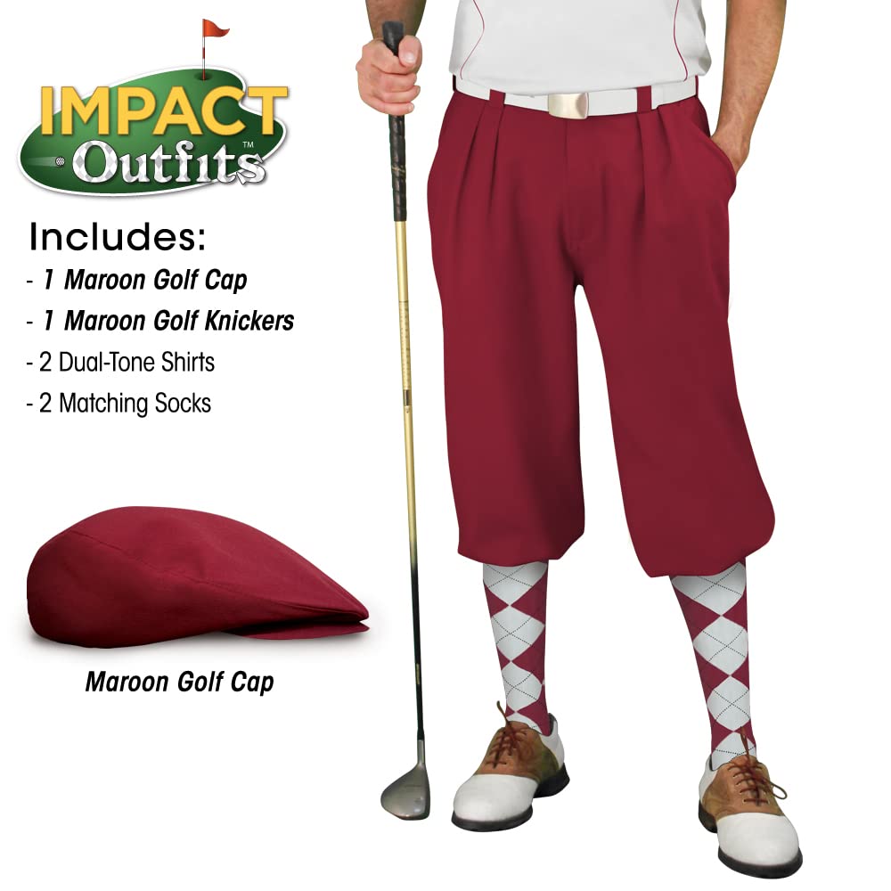 Premium Impact Golf Outfits for Men - Stylish Maroon Polo Shirt & Shorts Set - Perfect for Golf Tournaments, Country Club Events & Casual Summer Wear