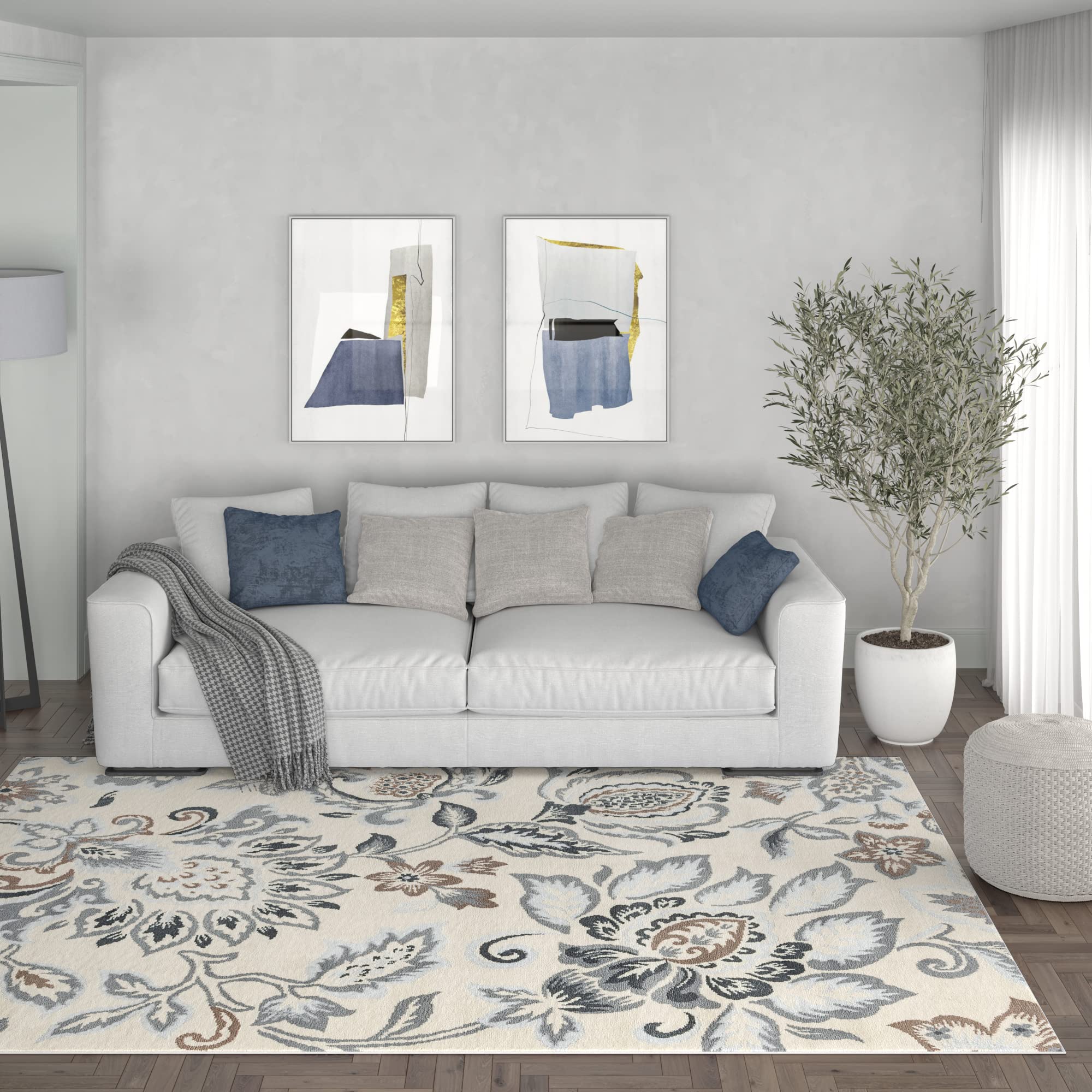 Stella Cream Large 8x10 Indoor Area Rug - Soft Contemporary Carpet for Living Room, Bedroom, Dining Room, Kitchen & Entryway - Perfect for Home Decor, Modern Spaces & Cozy Comfort