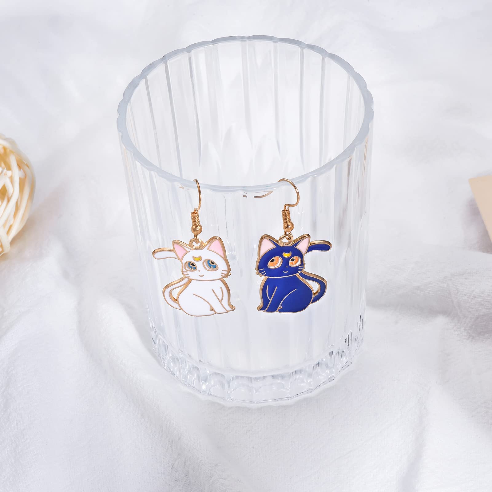 Stylish White and Black Cat Dangle Earrings for Women | Fashion Jewelry Gift for Cat Lovers | Perfect for Parties, Date Nights & Everyday Wear