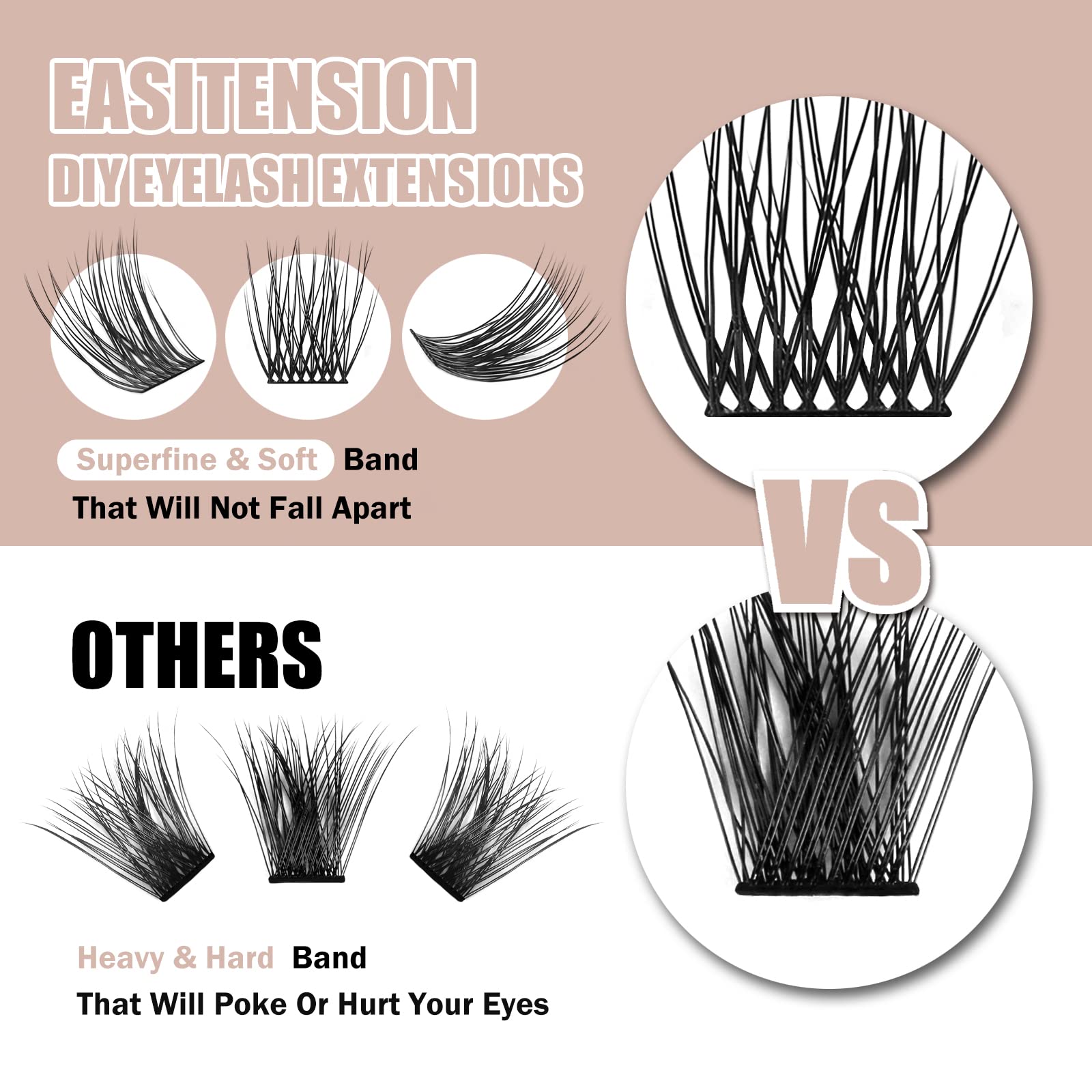 3D Effect DIY Eyelash Extension Kit - Glue Bonded Cluster Lashes for Volume & Length (12mm & 14mm C Curl) - At Home Lash Extension Set for Natural or Dramatic Look - Perfect for Parties, Weddings & Daily Wear