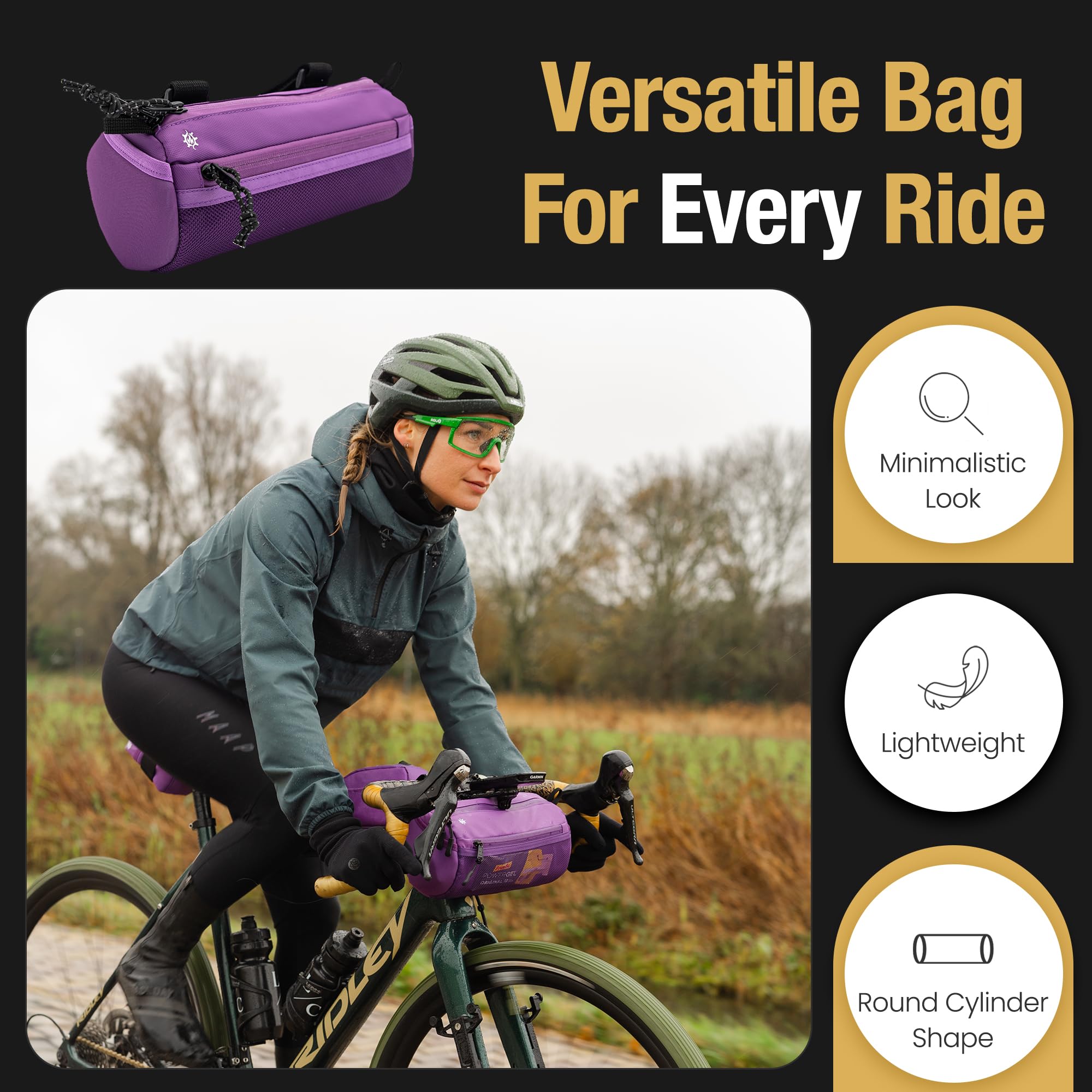 Lumiere & Co. Waterproof Bike Handlebar Bag - Front Bicycle Storage Pouch for Mountain & Road Bikes - Compact Cycling Accessory for Phone, Keys & Essentials - Perfect for Commuting, Touring & Outdoor Adventures