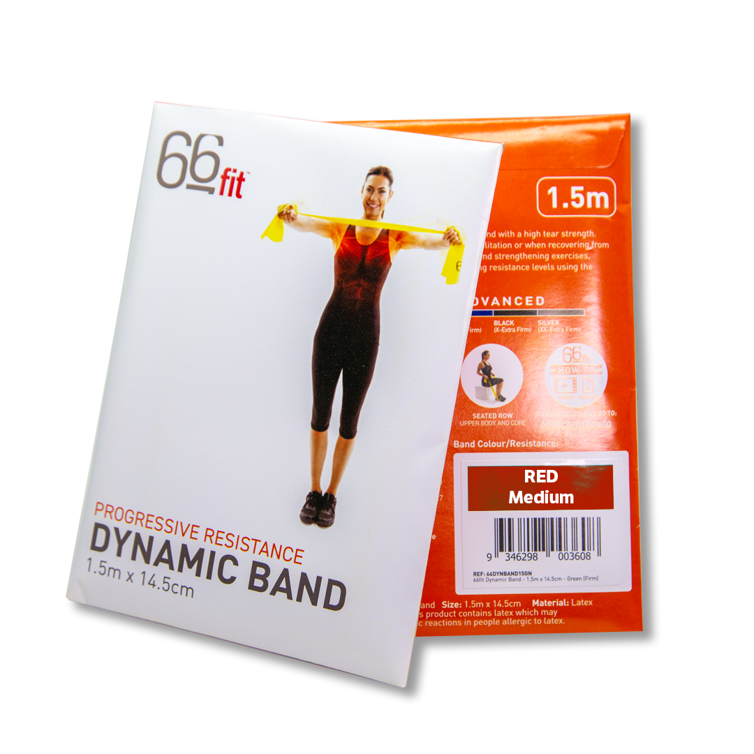 66Fit Dynamic Exercise Resistance Band - 1.5 Meter (5 Feet) Latex Fitness Bands for Strength Training, Yoga, Pilates & Home Workouts