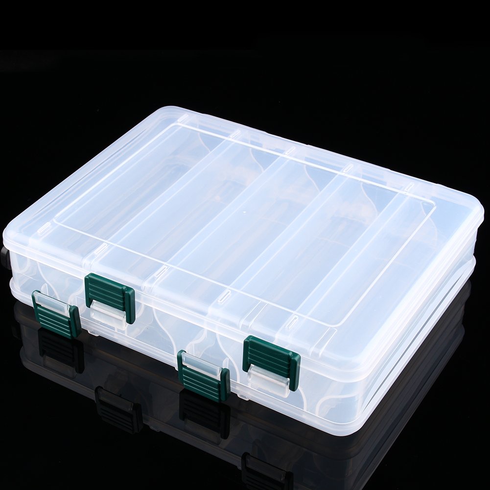 VGEBY1 Double Sided Fishing Tackle Box - Plastic Storage Organizer with Compartments for Hooks, Lures & Gear - Perfect for Outdoor Fishing, Camping & Boat Trips